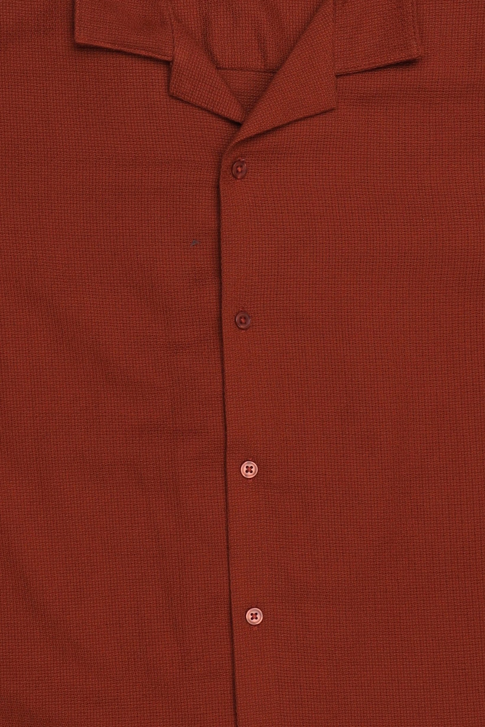 Men Regular Fit Solid Short Sleeve Casual Shirt, Rust