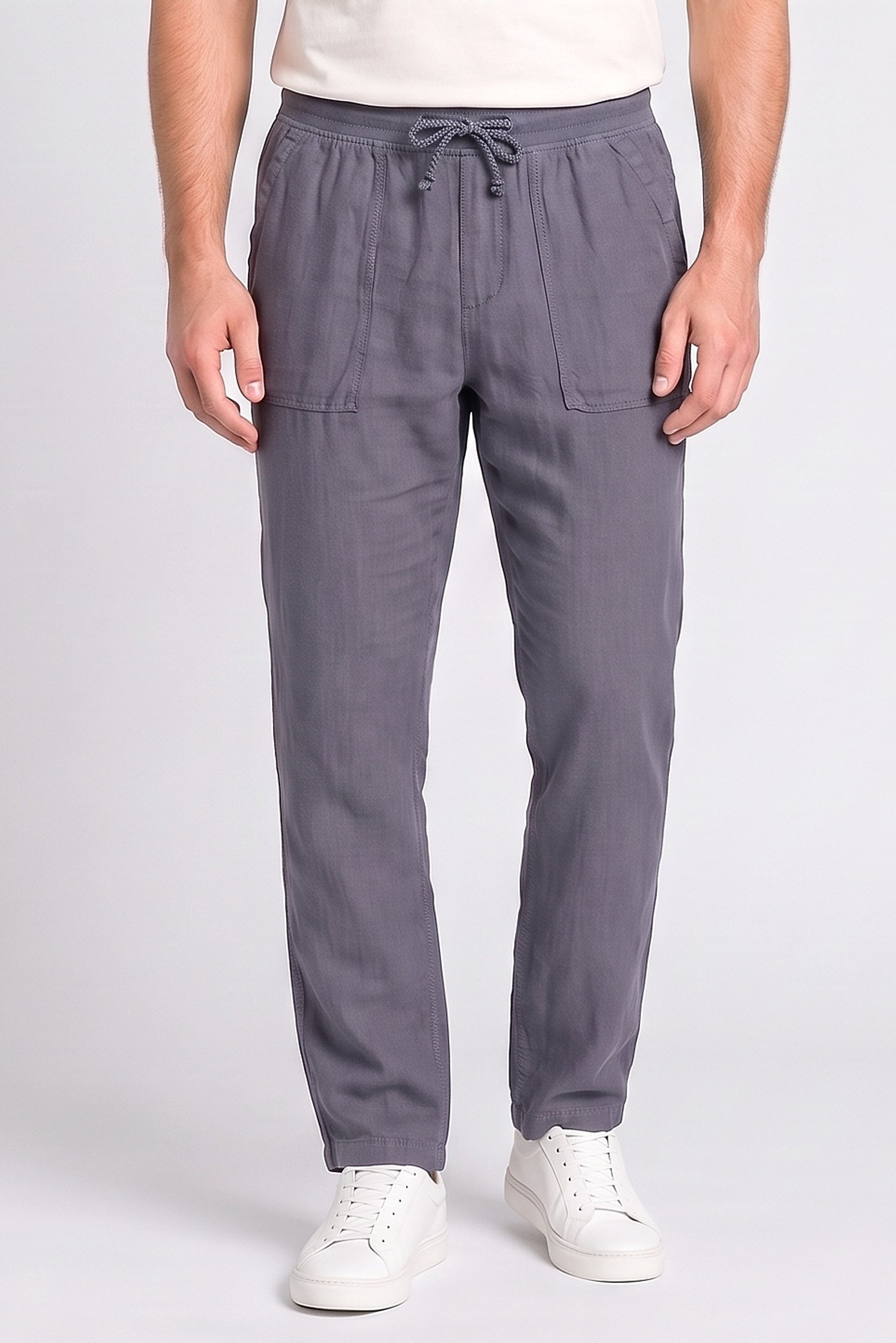 Men Comfort Fit Plain Straight Leg Pants, Slate Blue