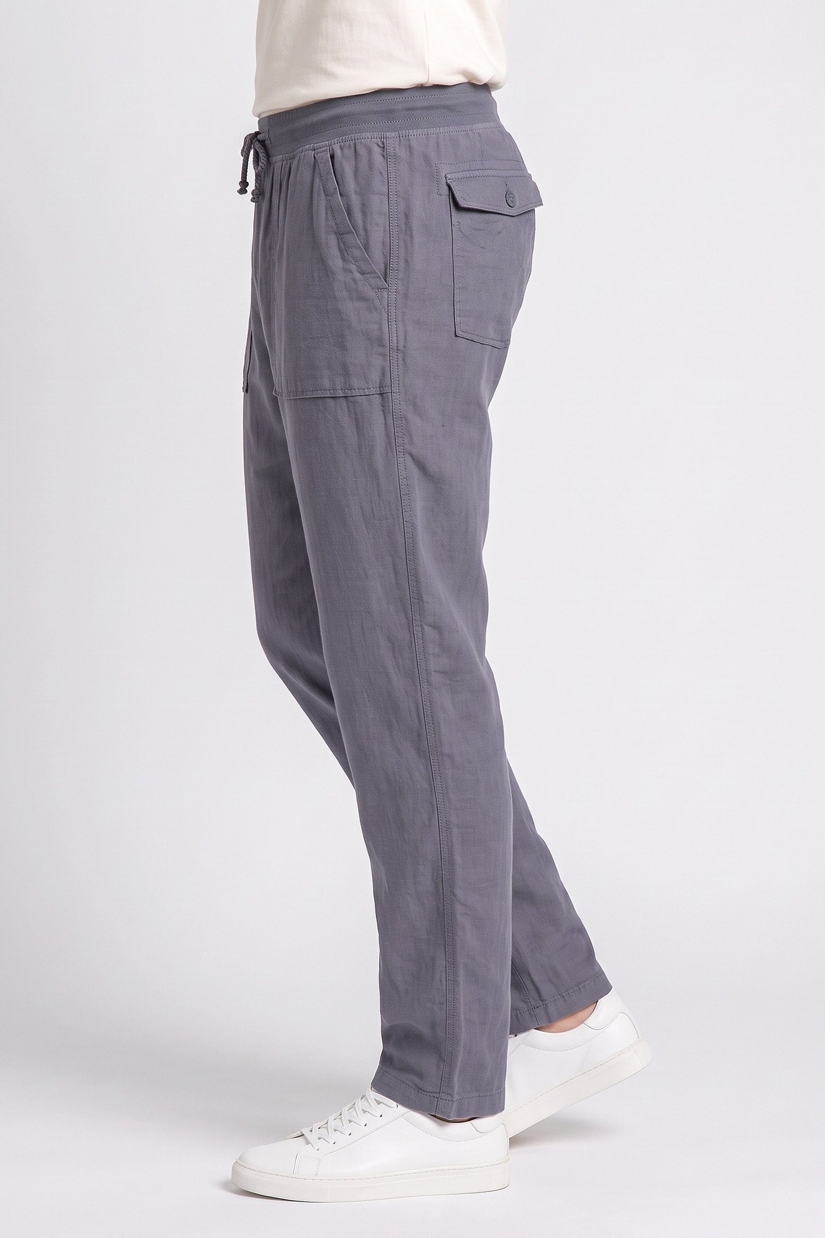 Men Comfort Fit Plain Straight Leg Pants, Slate Blue