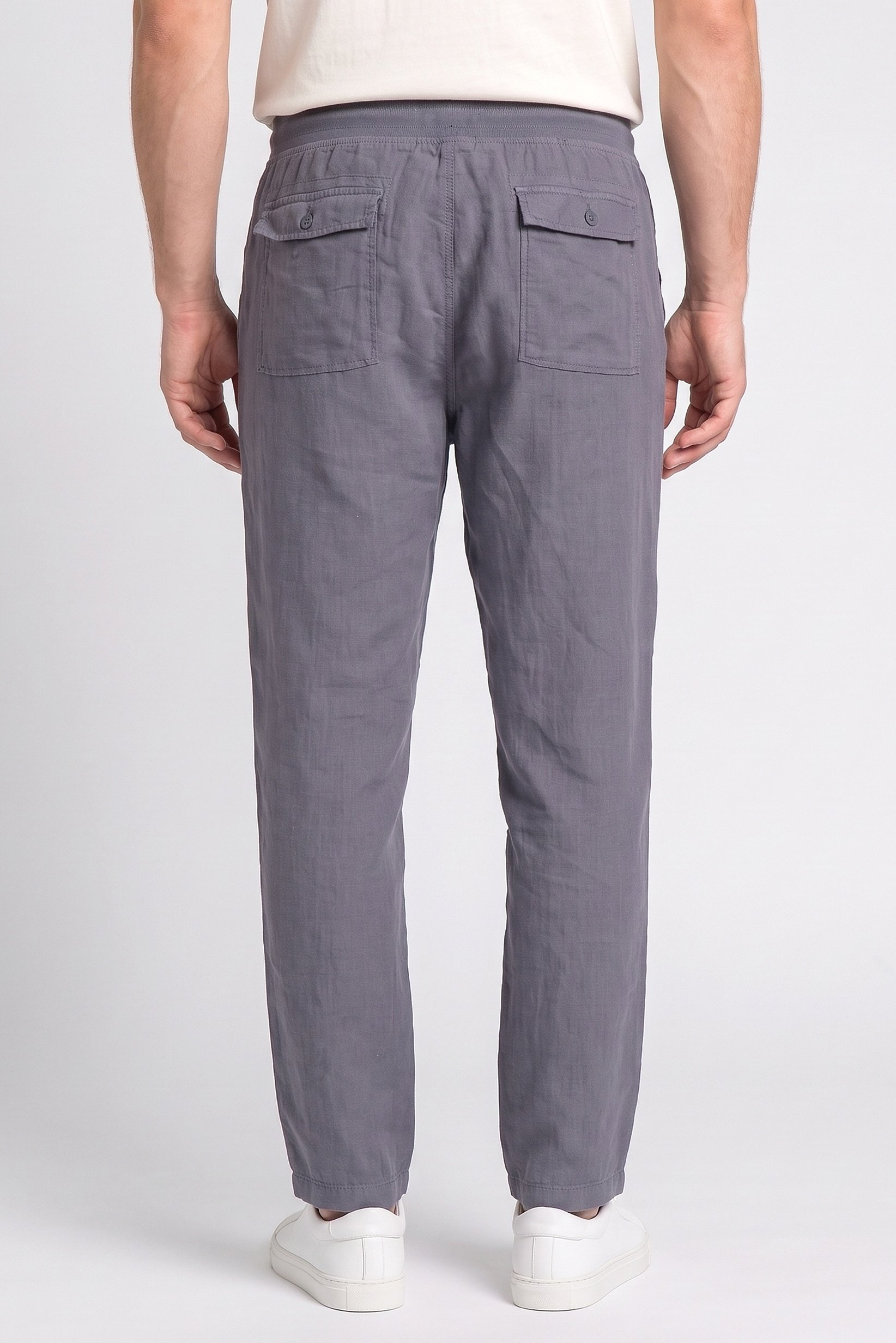 Men Comfort Fit Plain Straight Leg Pants, Slate Blue