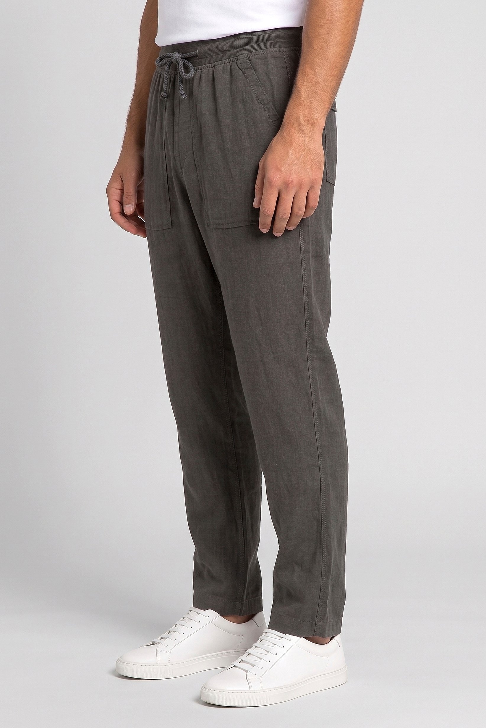 Men Comfort Fit Plain Straight Leg Pants, Grey