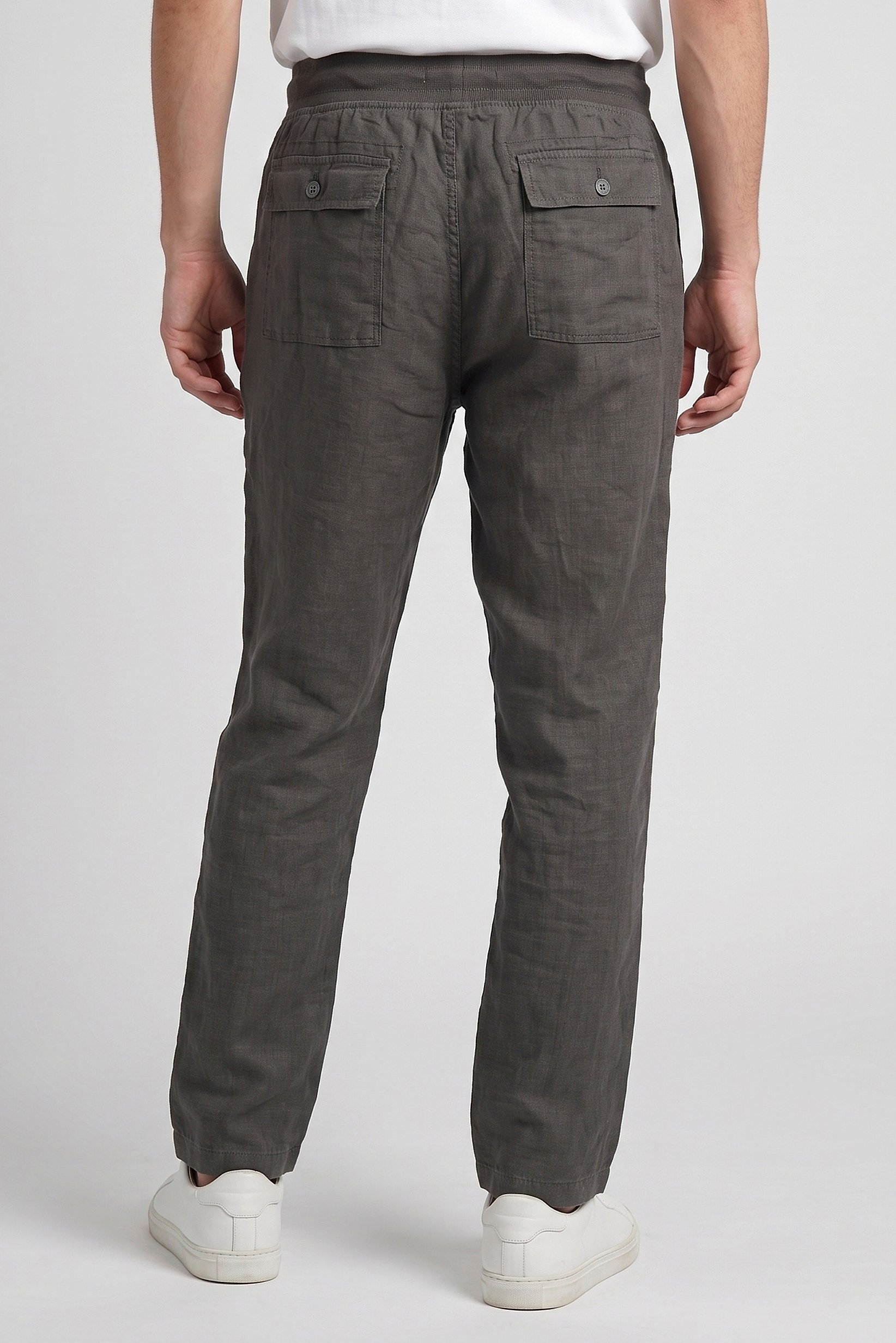 Men Comfort Fit Plain Straight Leg Pants, Grey