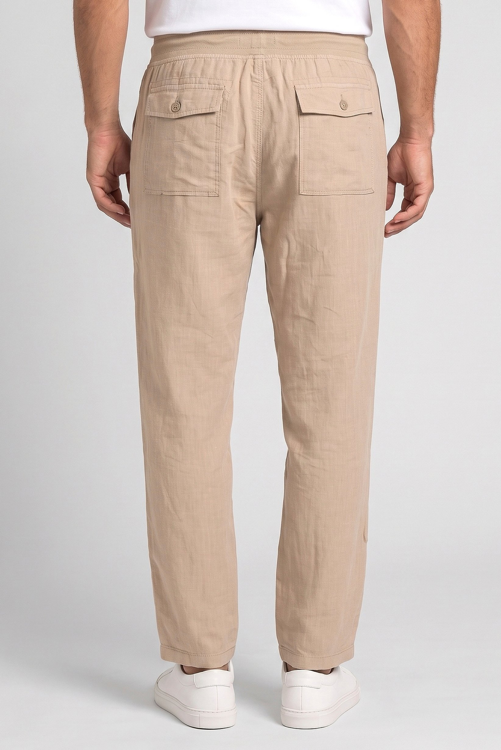Men Straight Fit Stripe Straight Leg Pants, Dark Beige