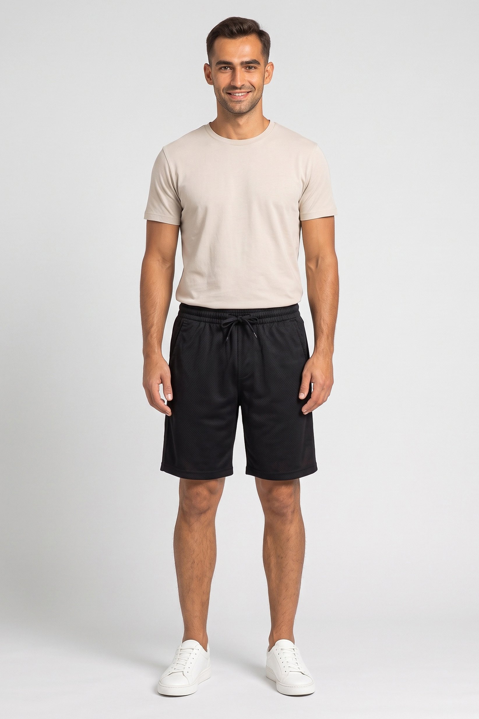 Men Jogger Fit Basic Shorts, Black