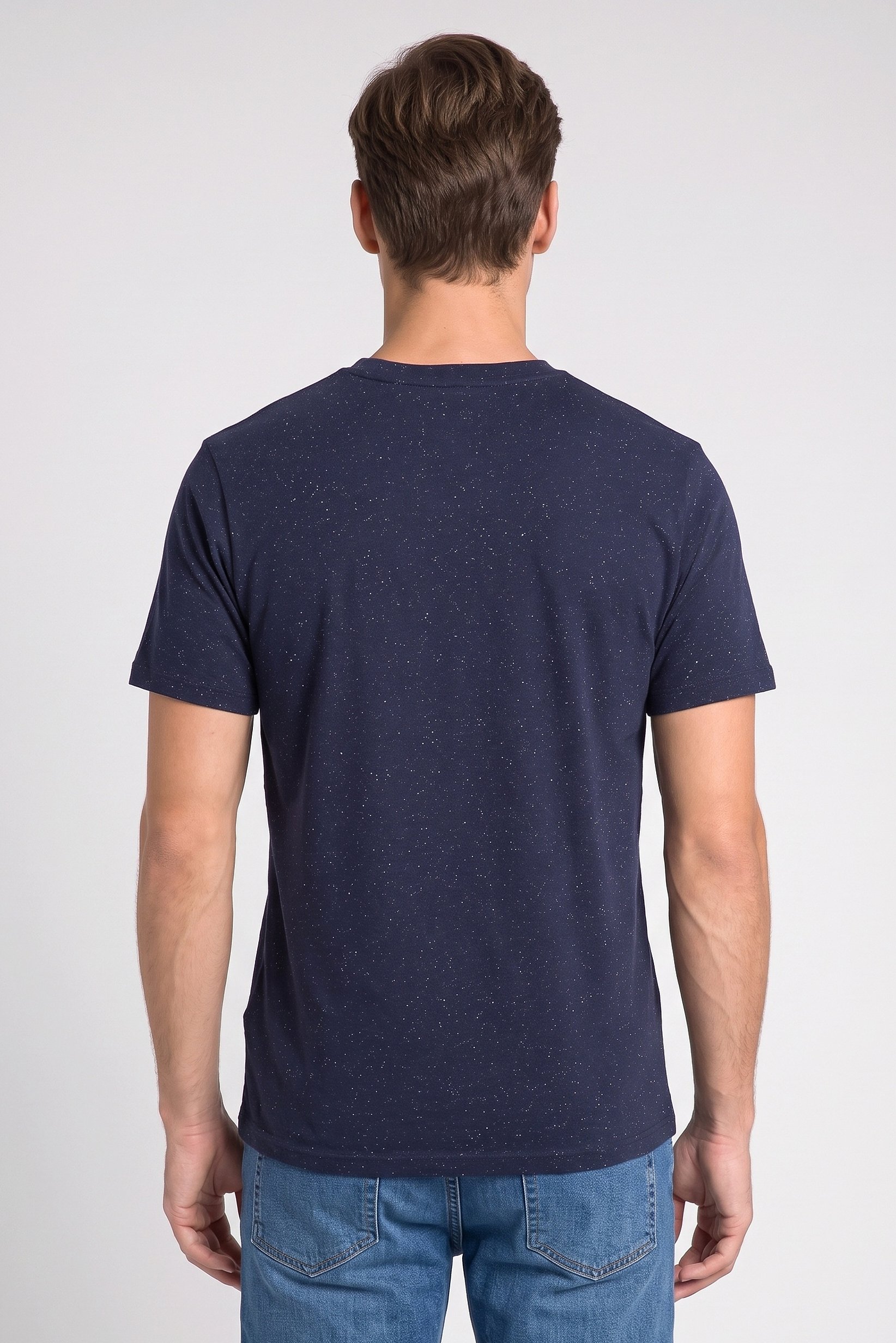 Men Crew Neck Short Sleeve Heather T-Shirt, Navy