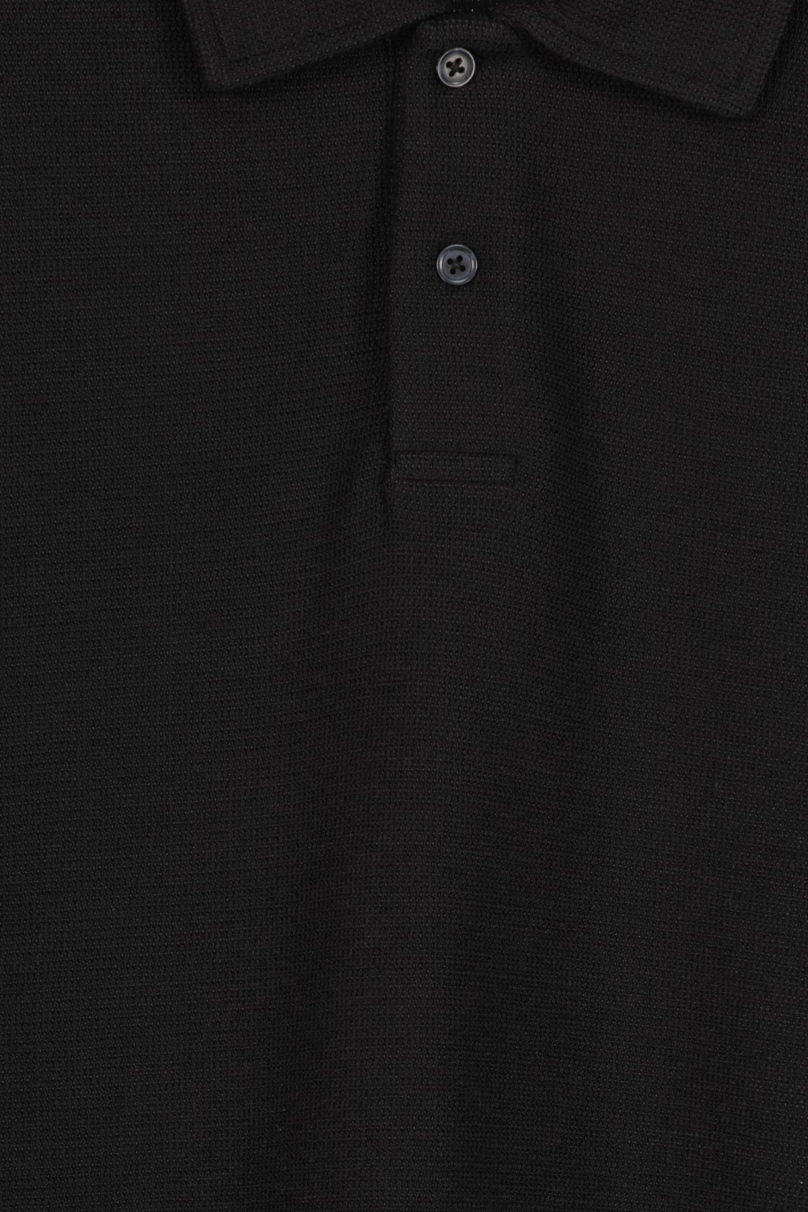 Men Regular Fit Long Sleeve Textured Polo Shirt, Black