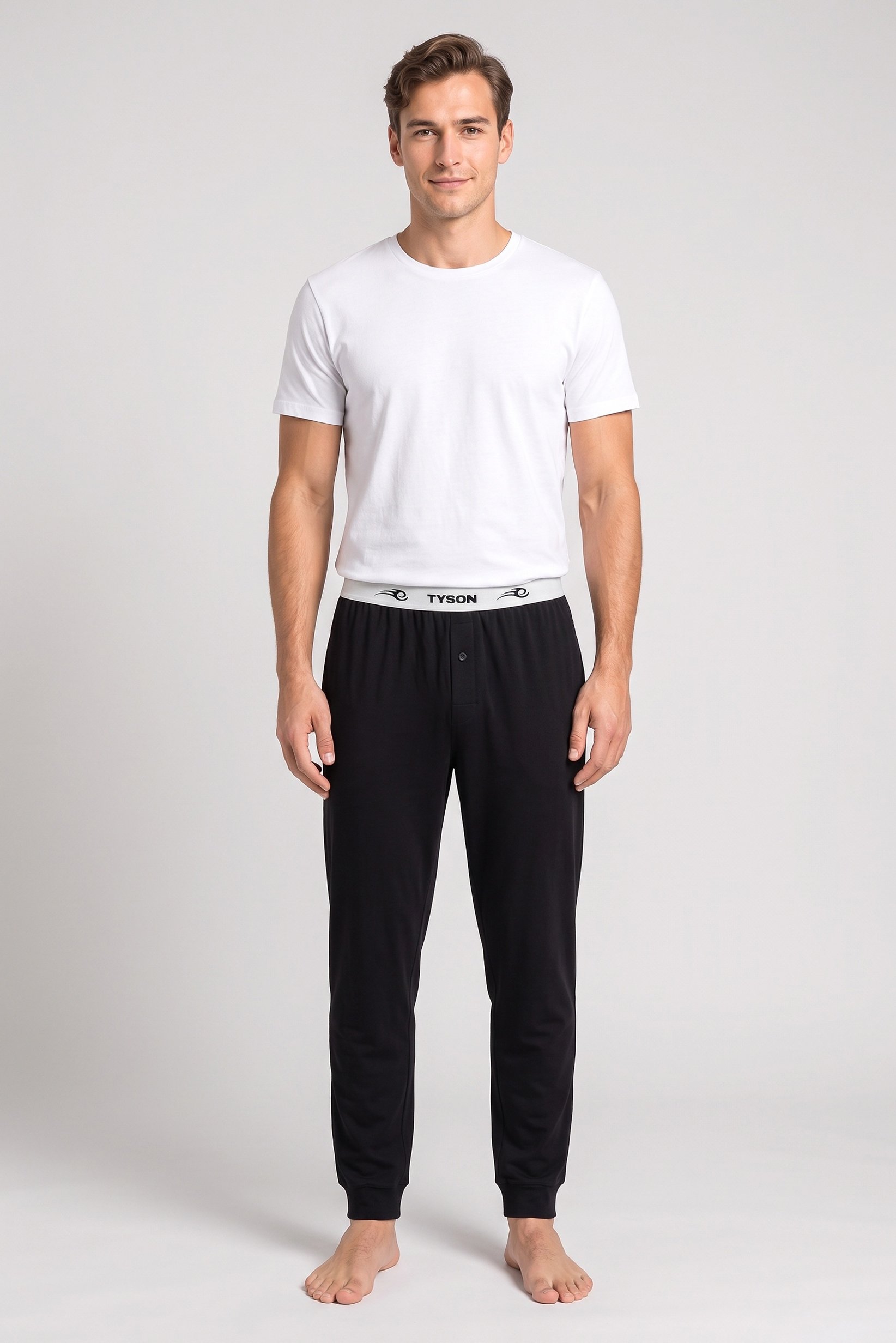 Celio x Tyson Men Brand Logo Pyjama Pants, Black