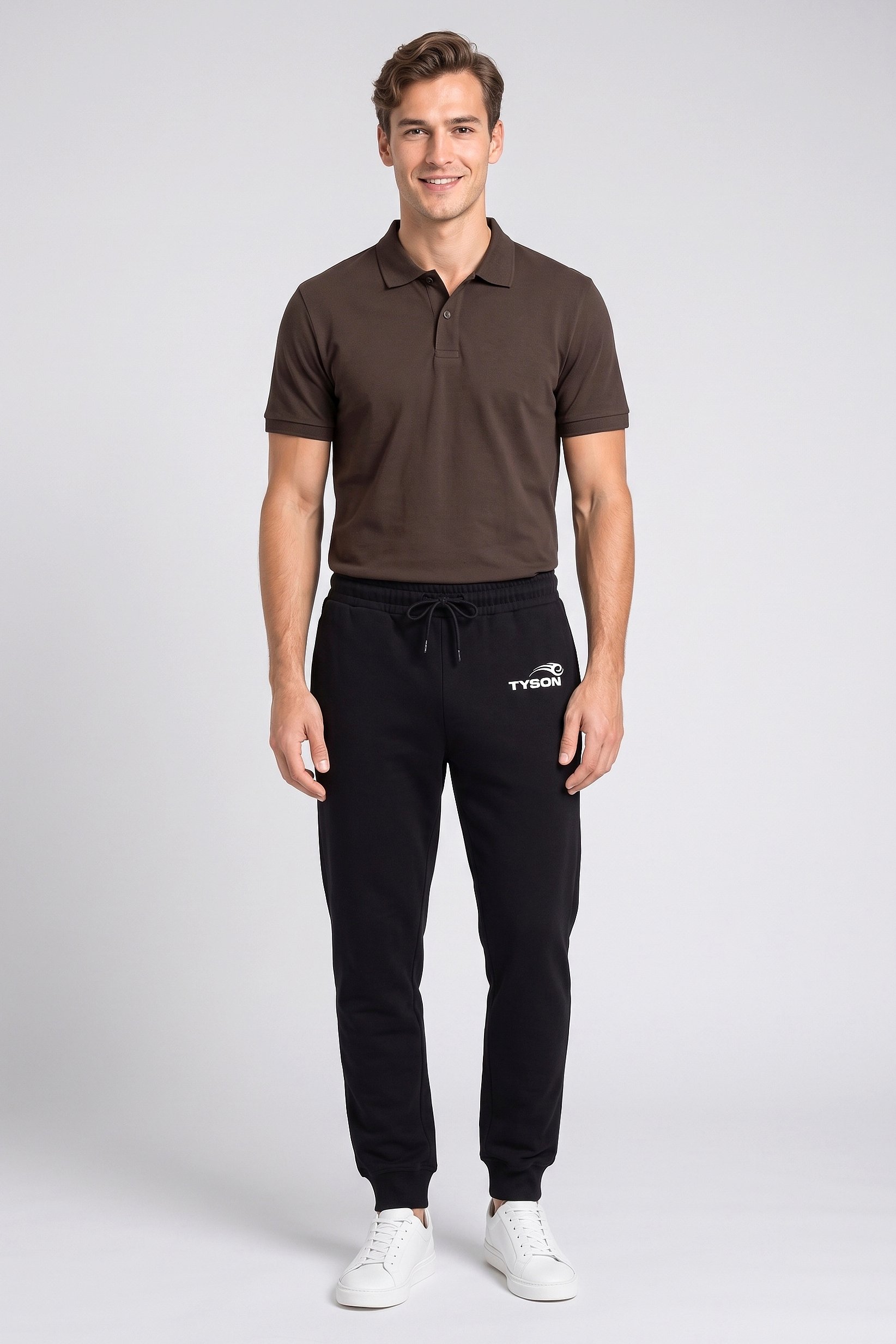 Men Regular Fit Brand Logo Jogger Pants, Black