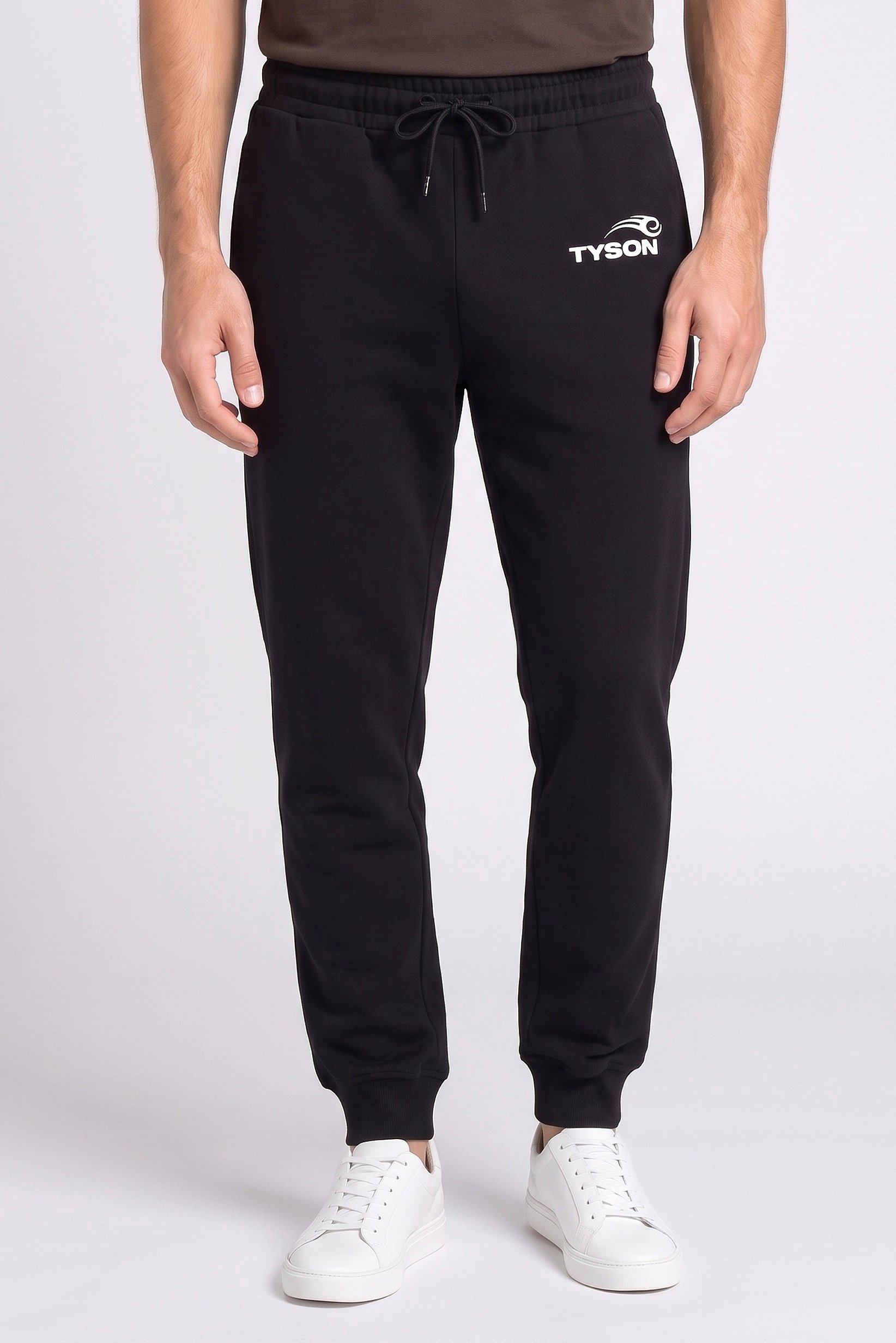 Men Regular Fit Brand Logo Jogger Pants, Black