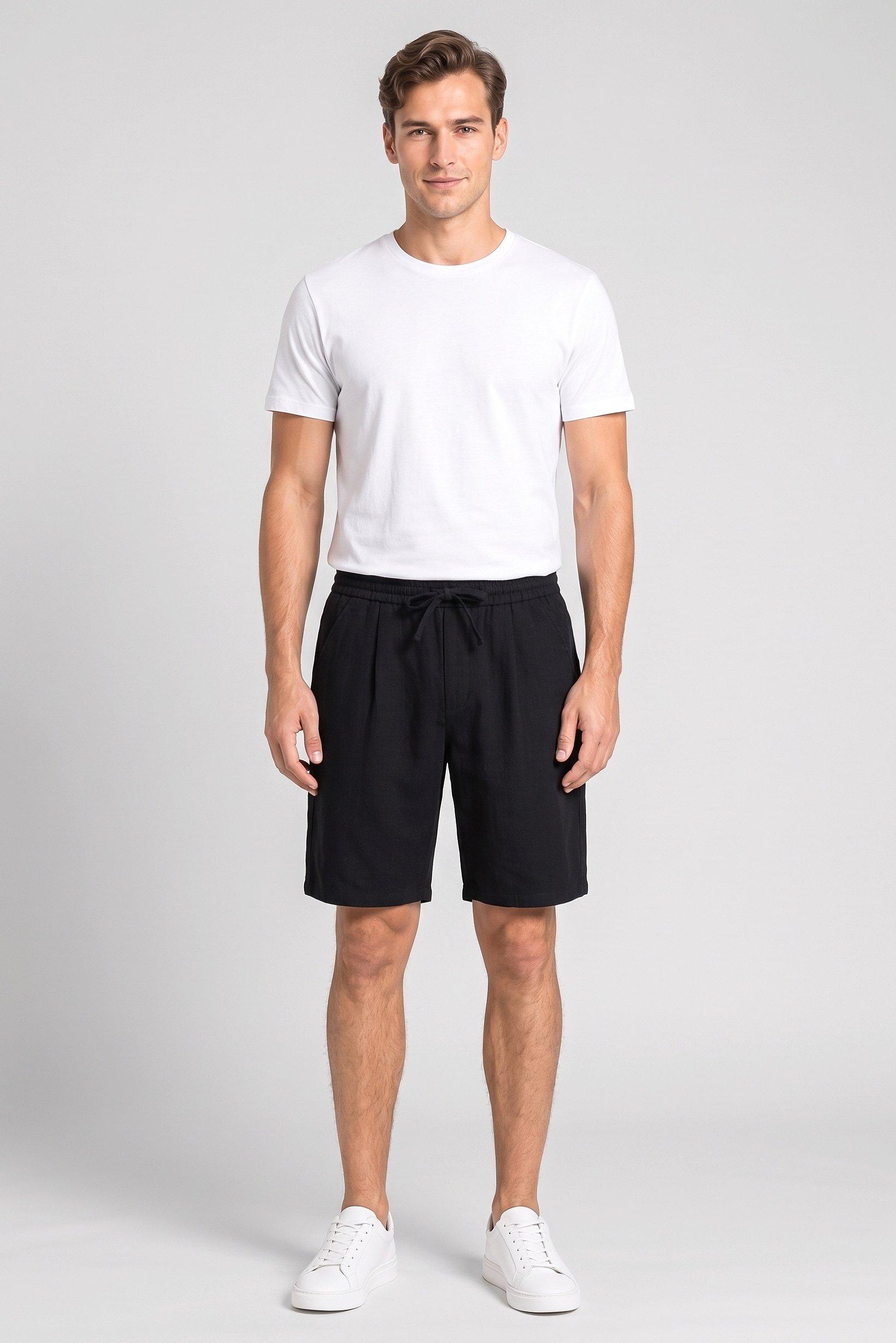Men Plain Basic Shorts, Black