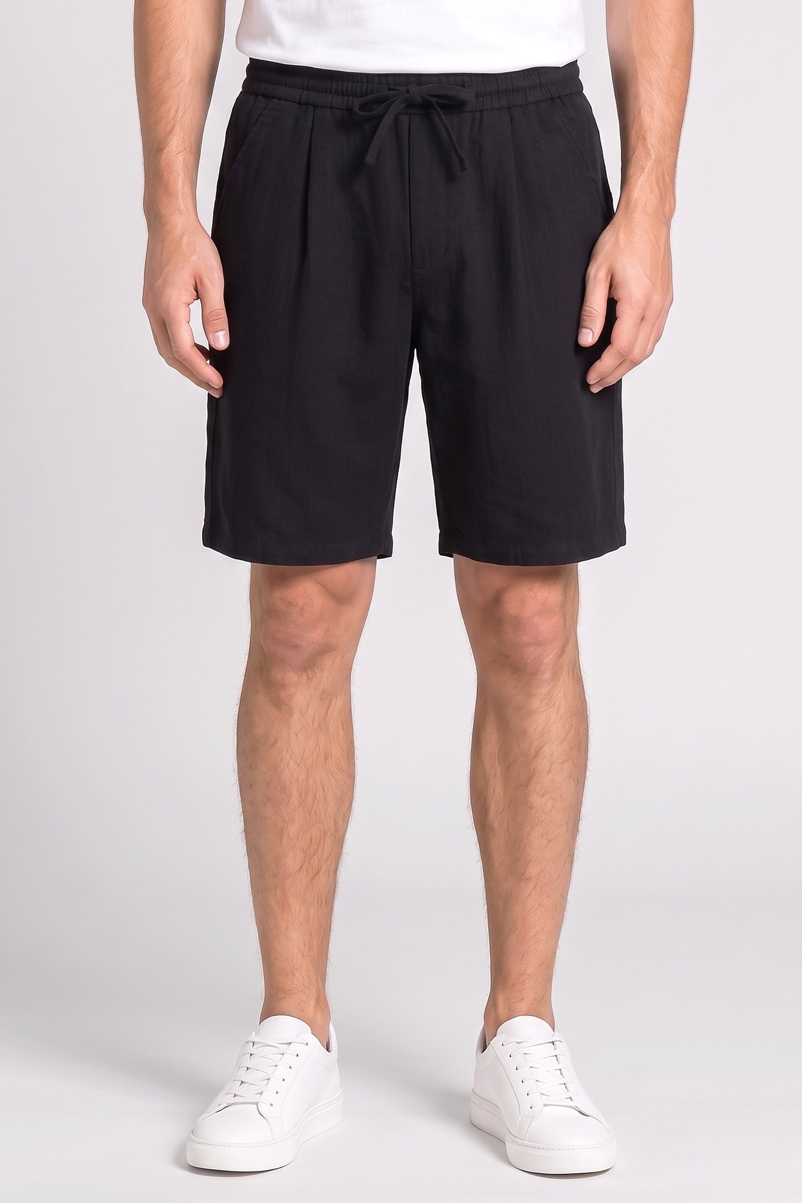 Men Plain Basic Shorts, Black
