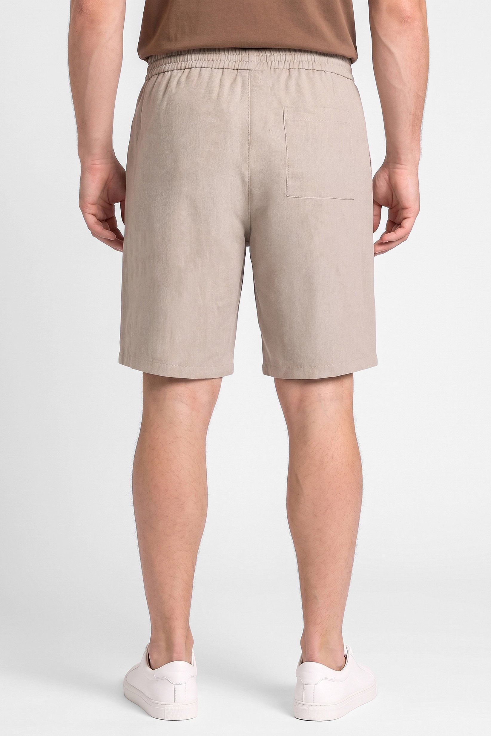Men Plain Basic Shorts, Beige