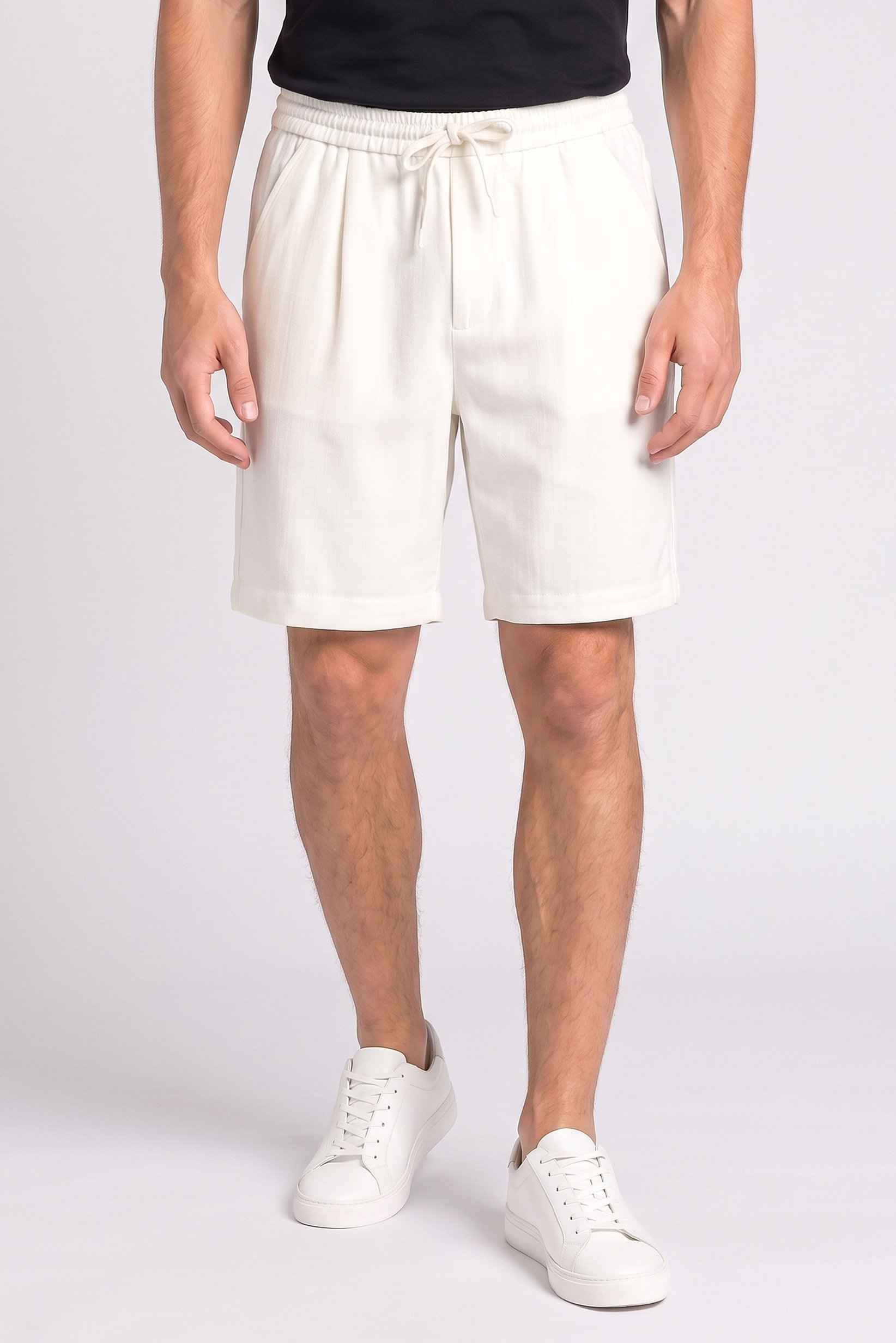 Men Plain Basic Shorts, White