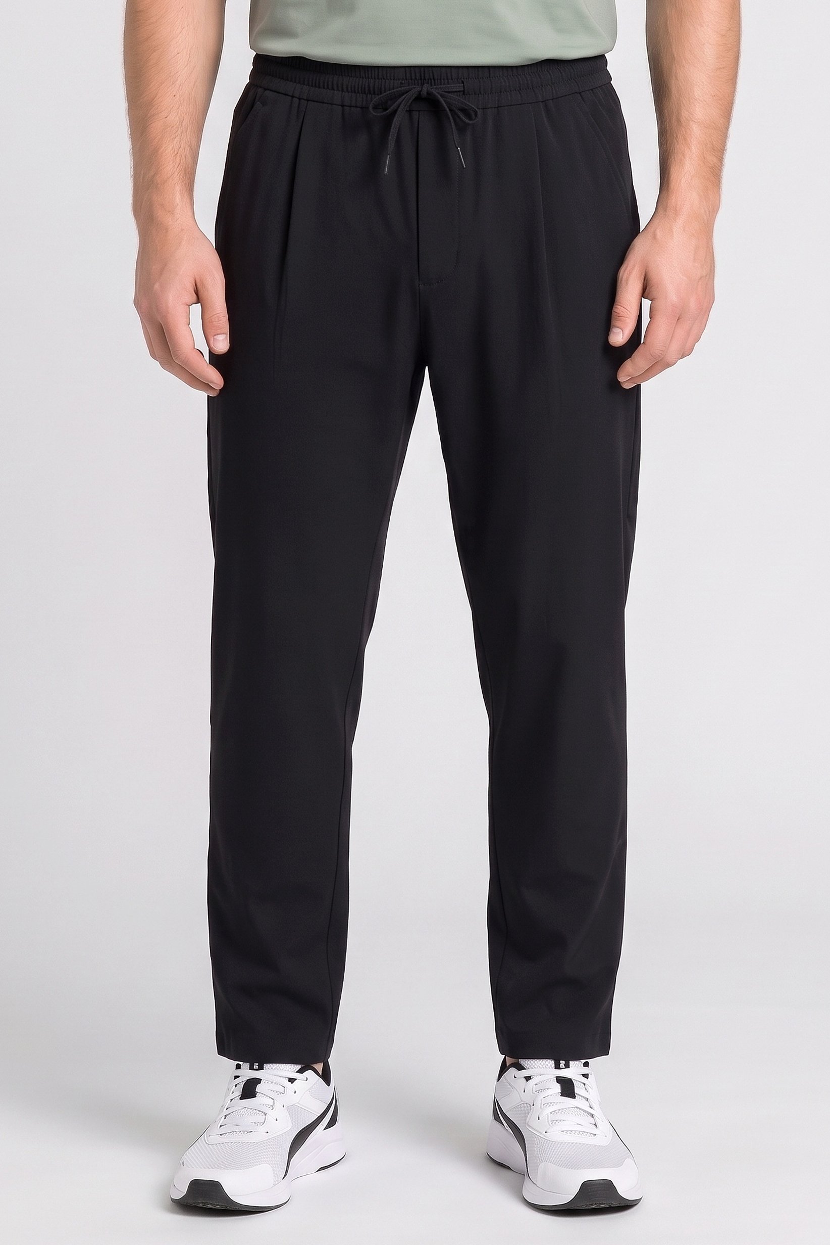 Men Comfort Fit Plain Chino Pants, Black