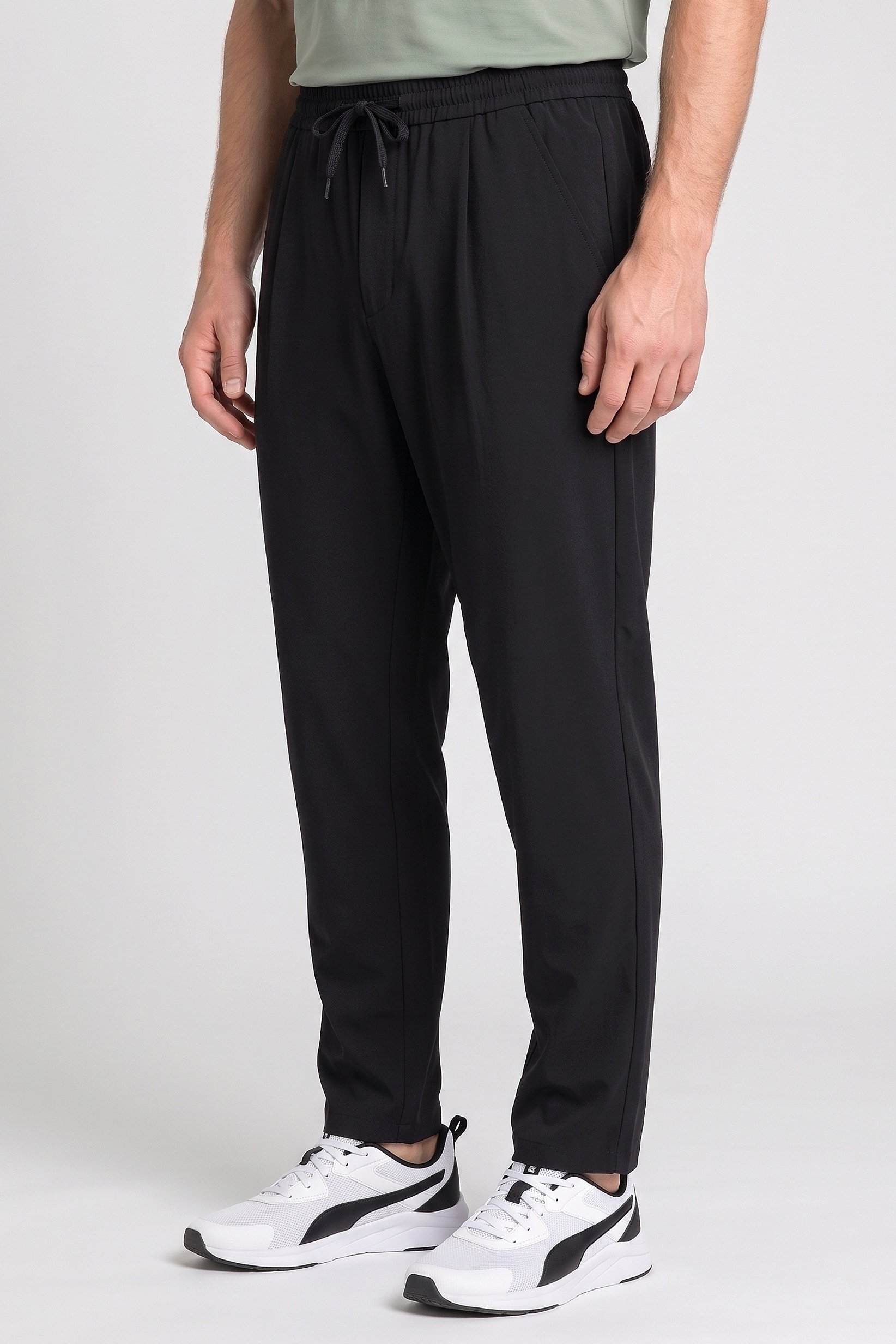 Men Comfort Fit Plain Chino Pants, Black