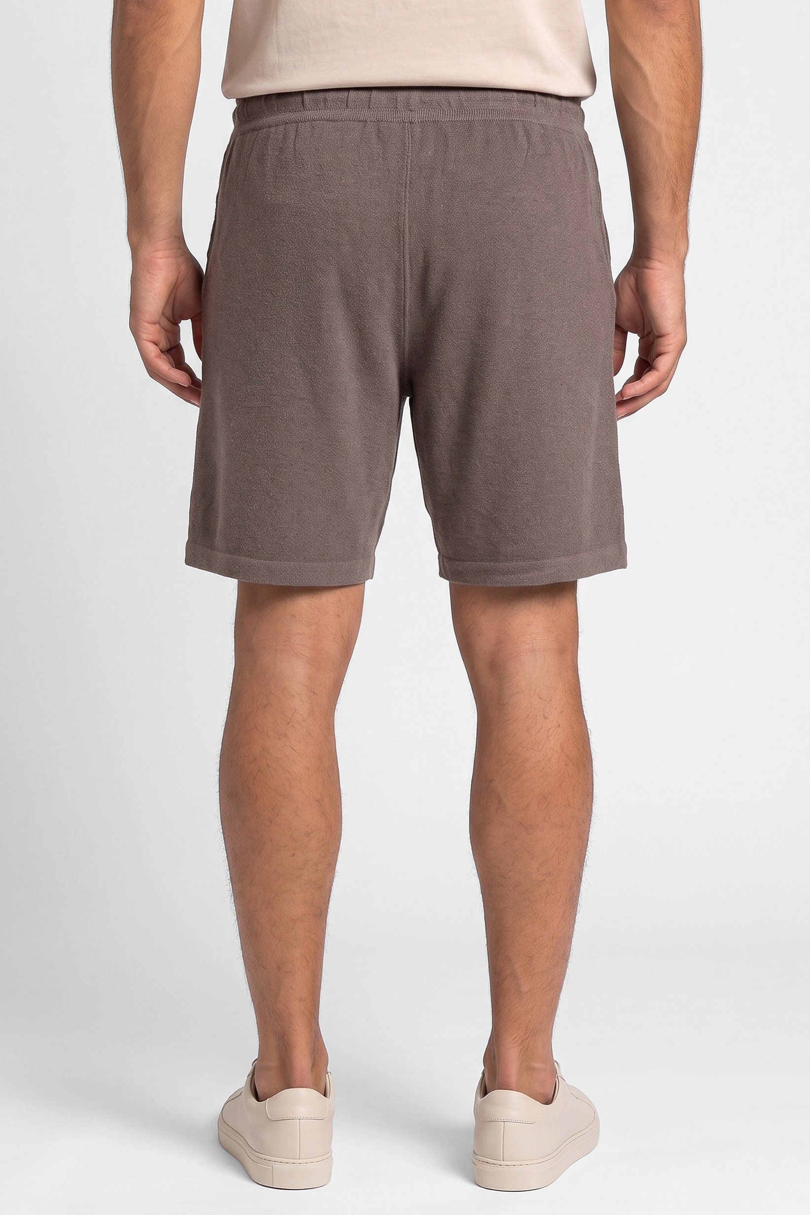 Men Textured Basic Shorts, Taupe