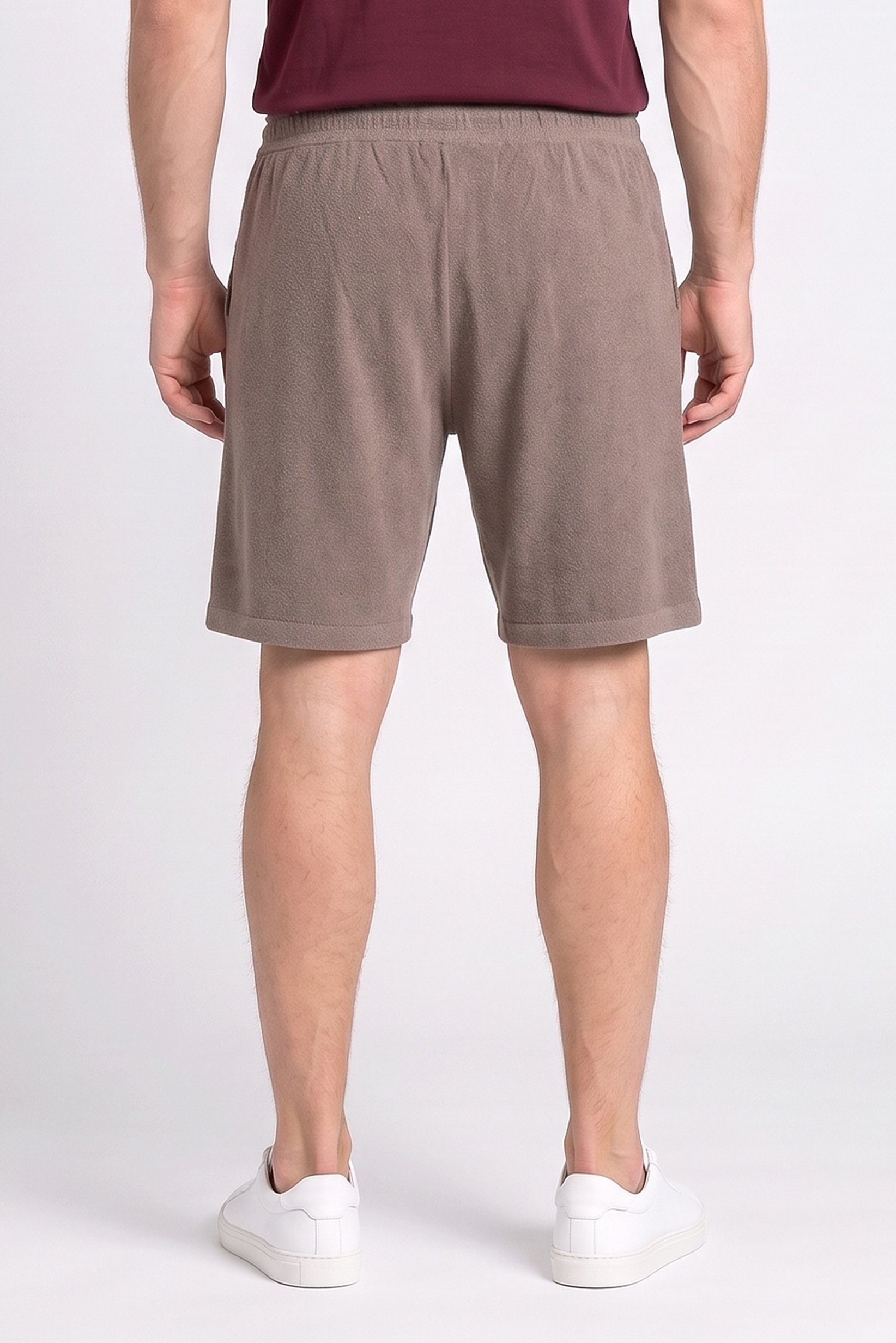 Men Textured Basic Shorts, Taupe
