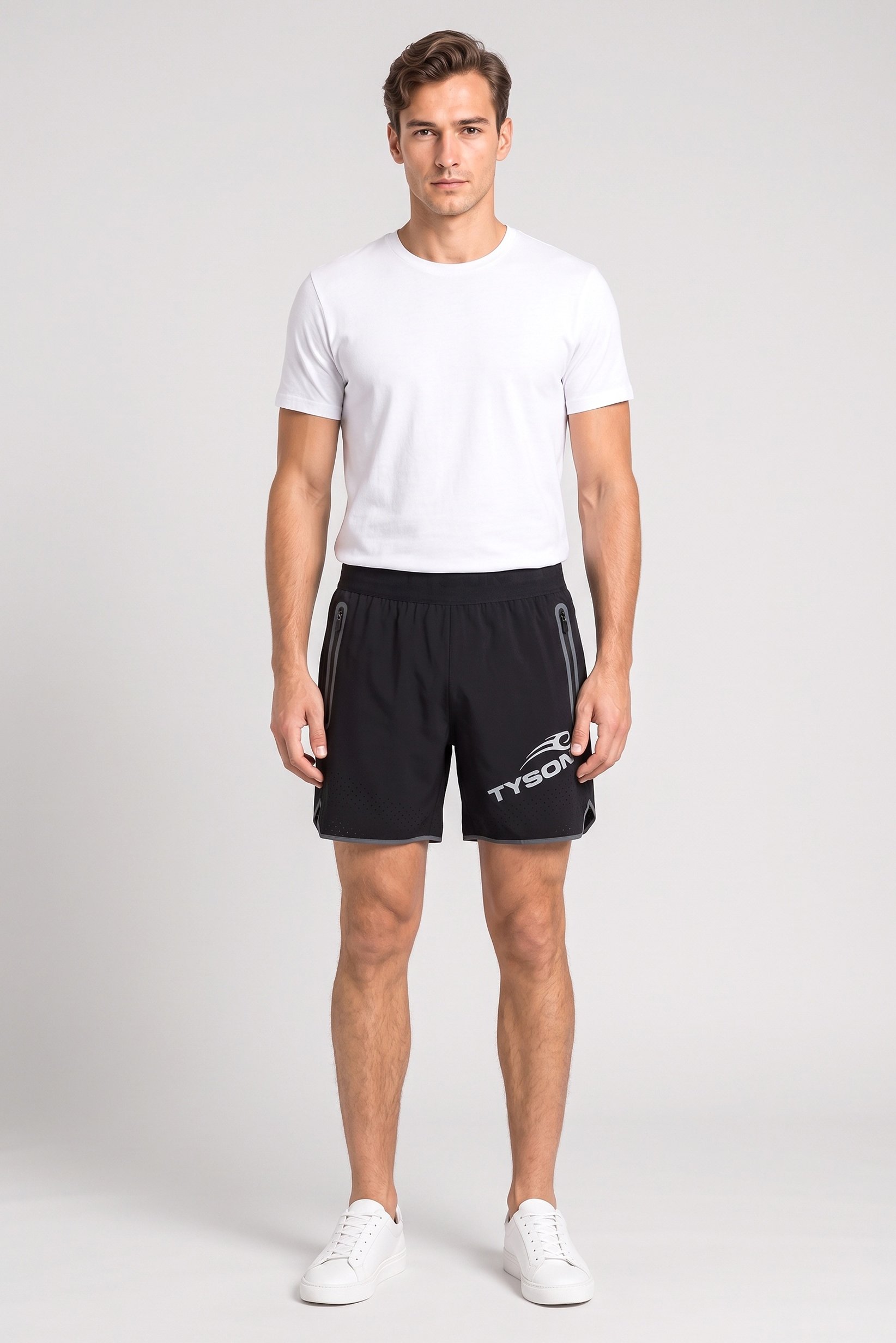 Celio x Tyson Men Brand Logo Basic Shorts, Black