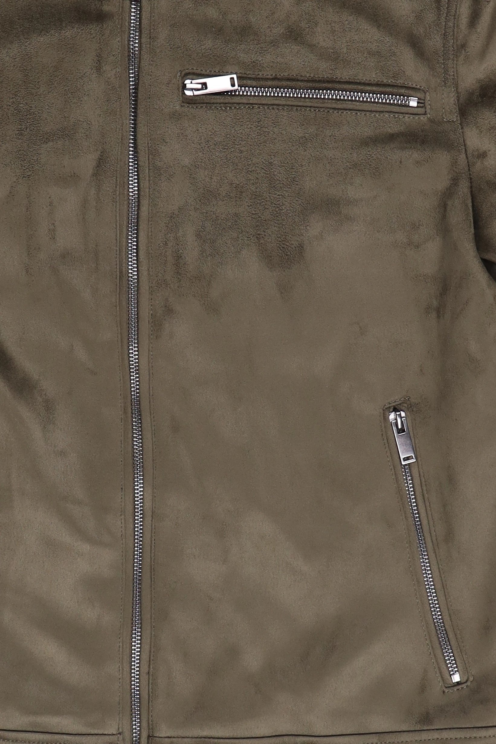Men Solid Suede Chore Jacket, Dark Olive