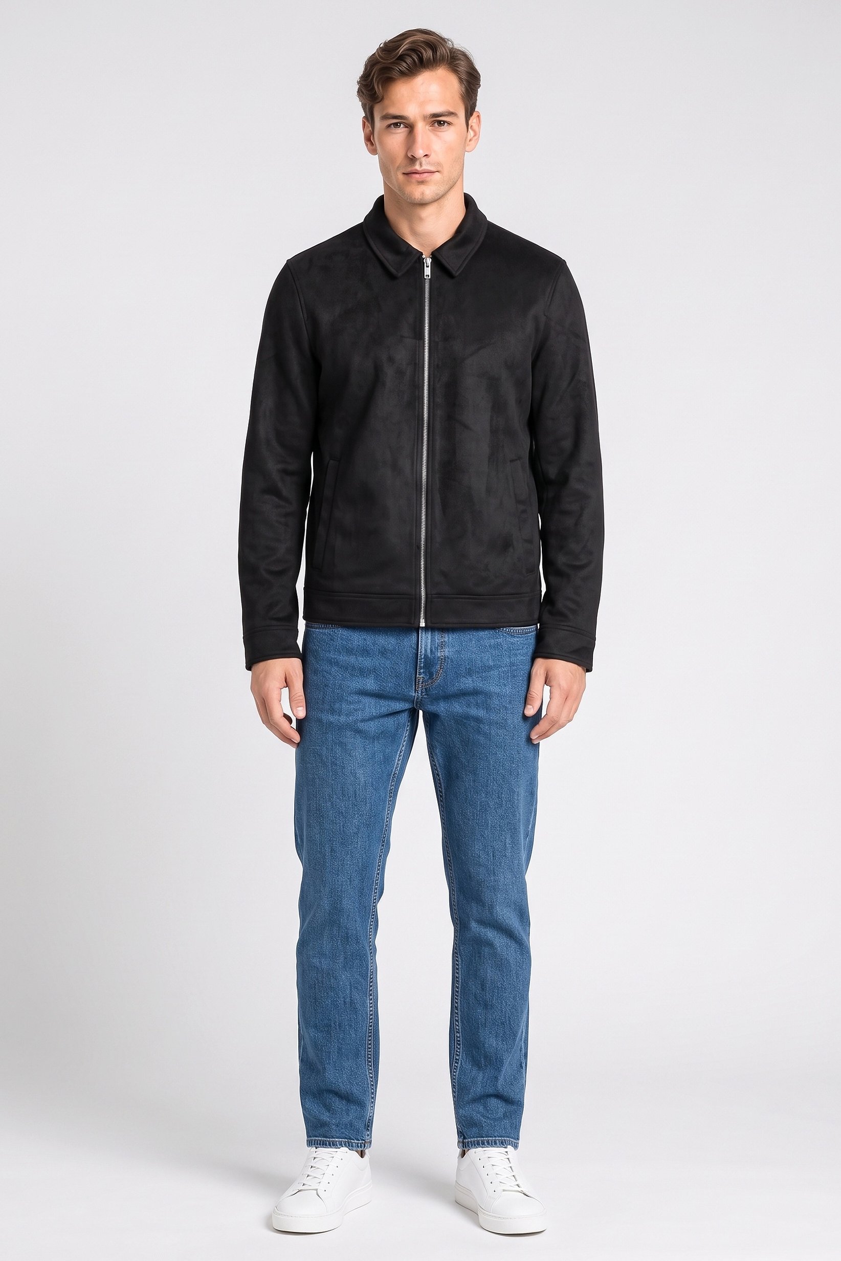 Men Textured Softshell Jacket, Black