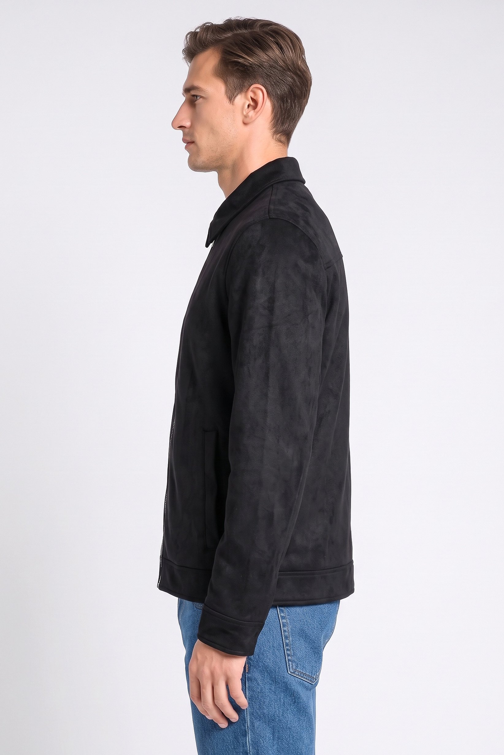 Men Textured Softshell Jacket, Black
