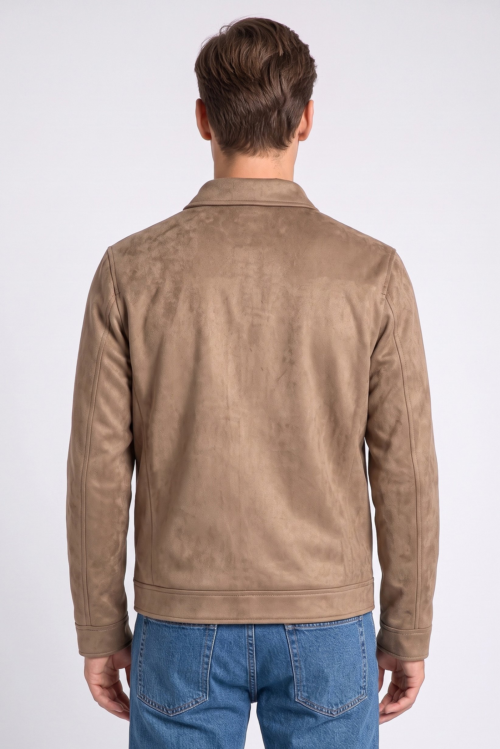 Men Solid Jacket Shirt, Brown