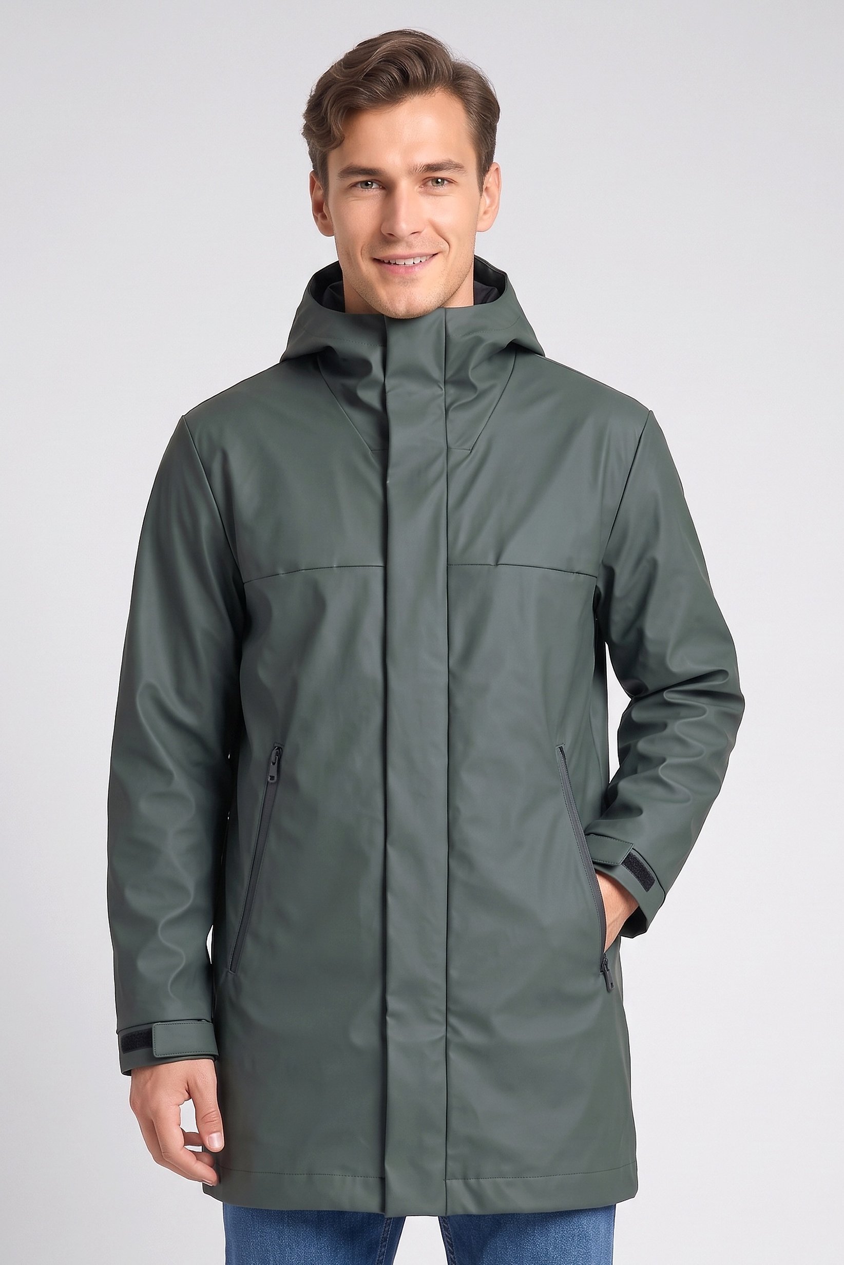 Men Solid Softshell Jacket, Dark Olive