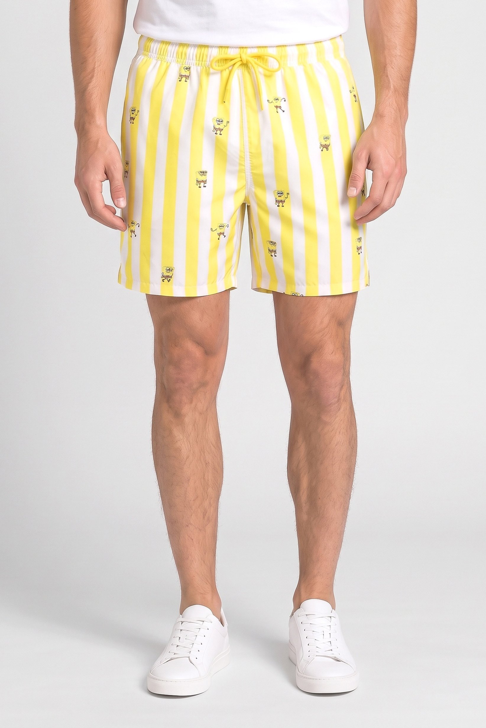 Sponge Bob SquarePants Men Stripe Basic Shorts, Multicolor