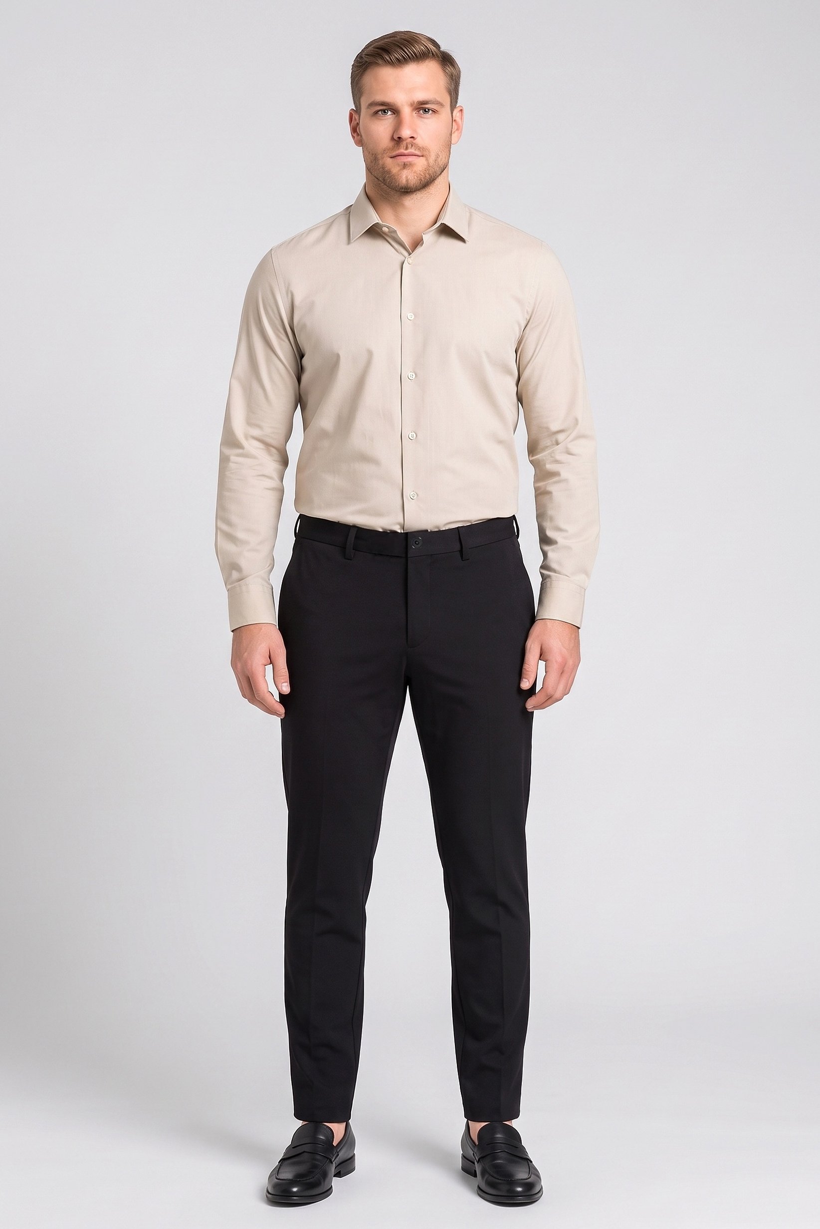 Men Slim Fit Solid Chino Pants, Black