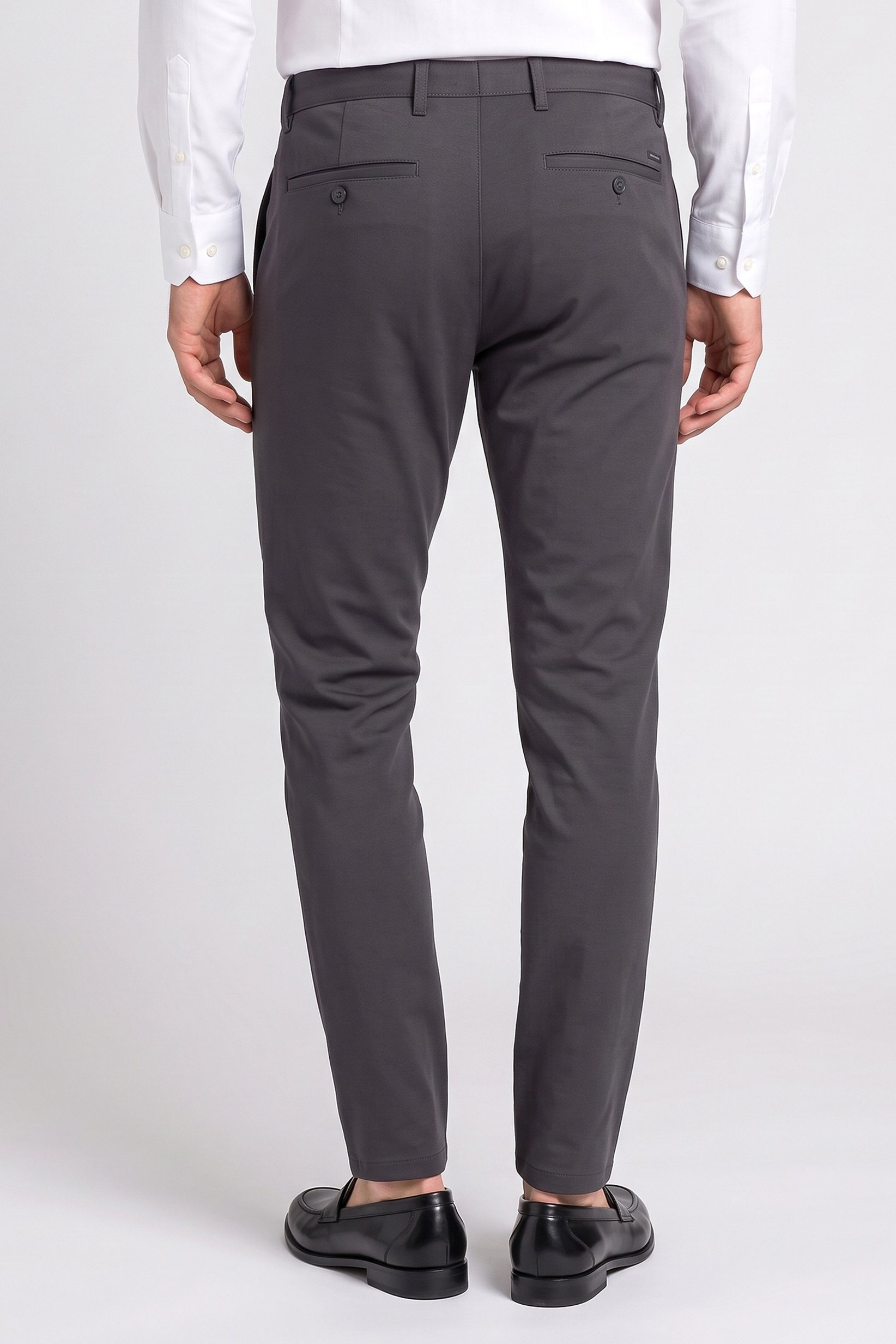 Men Slim Fit Plain Chino Pants, Dark Grey