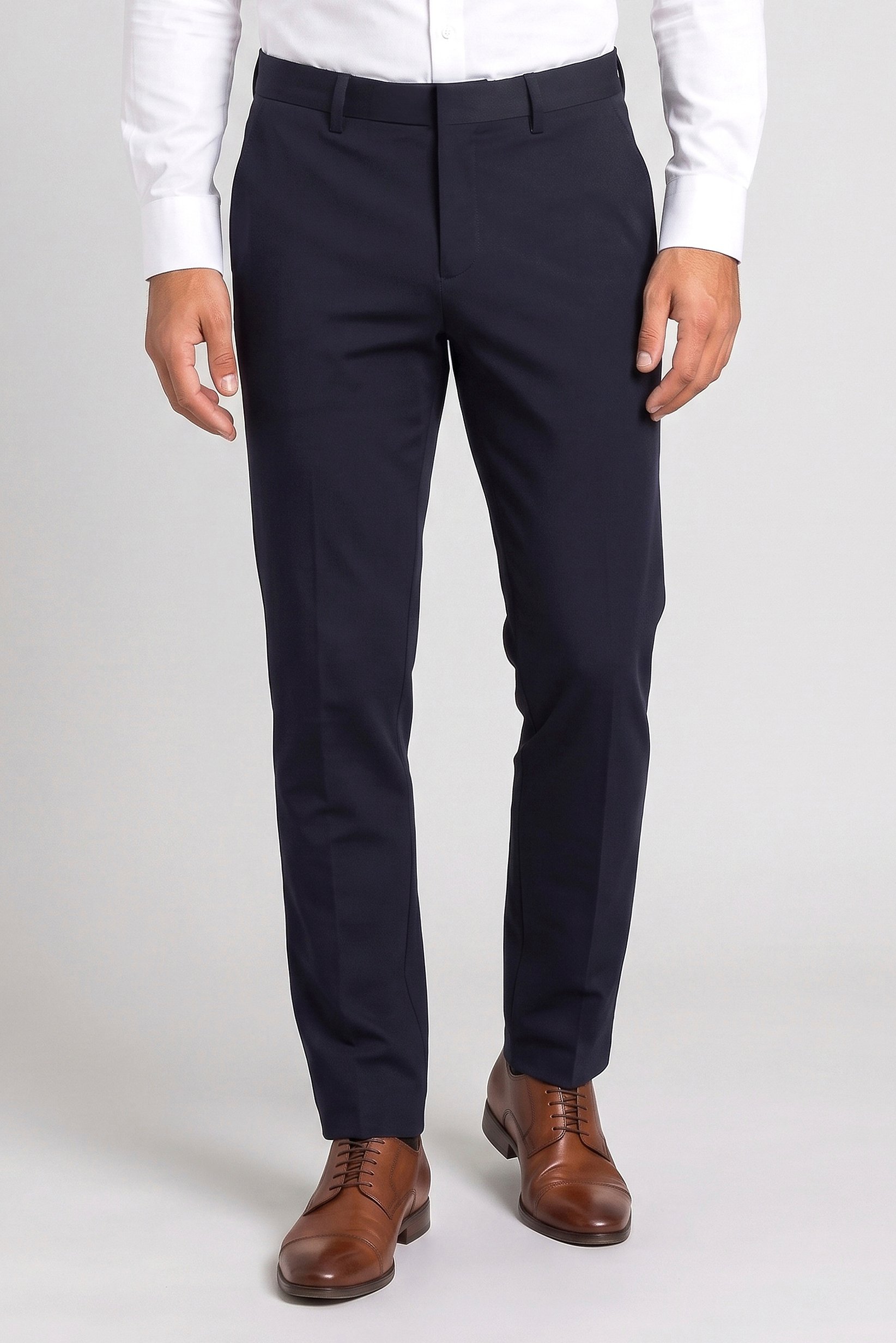 Men Slim Fit Solid Chino Pants, Deep Navy