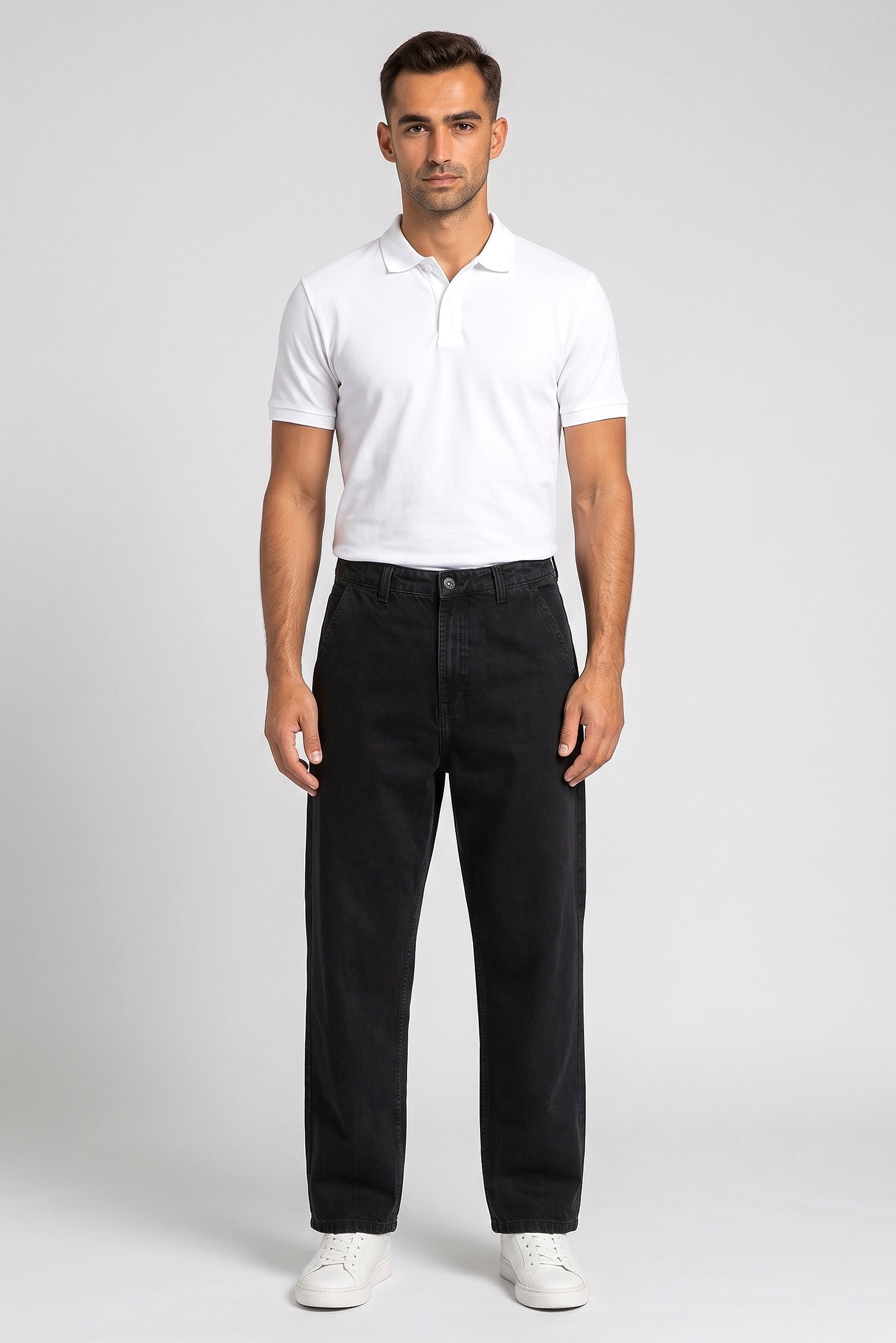 Men Skater Fit Washed Non Stretchable Jeans, Black