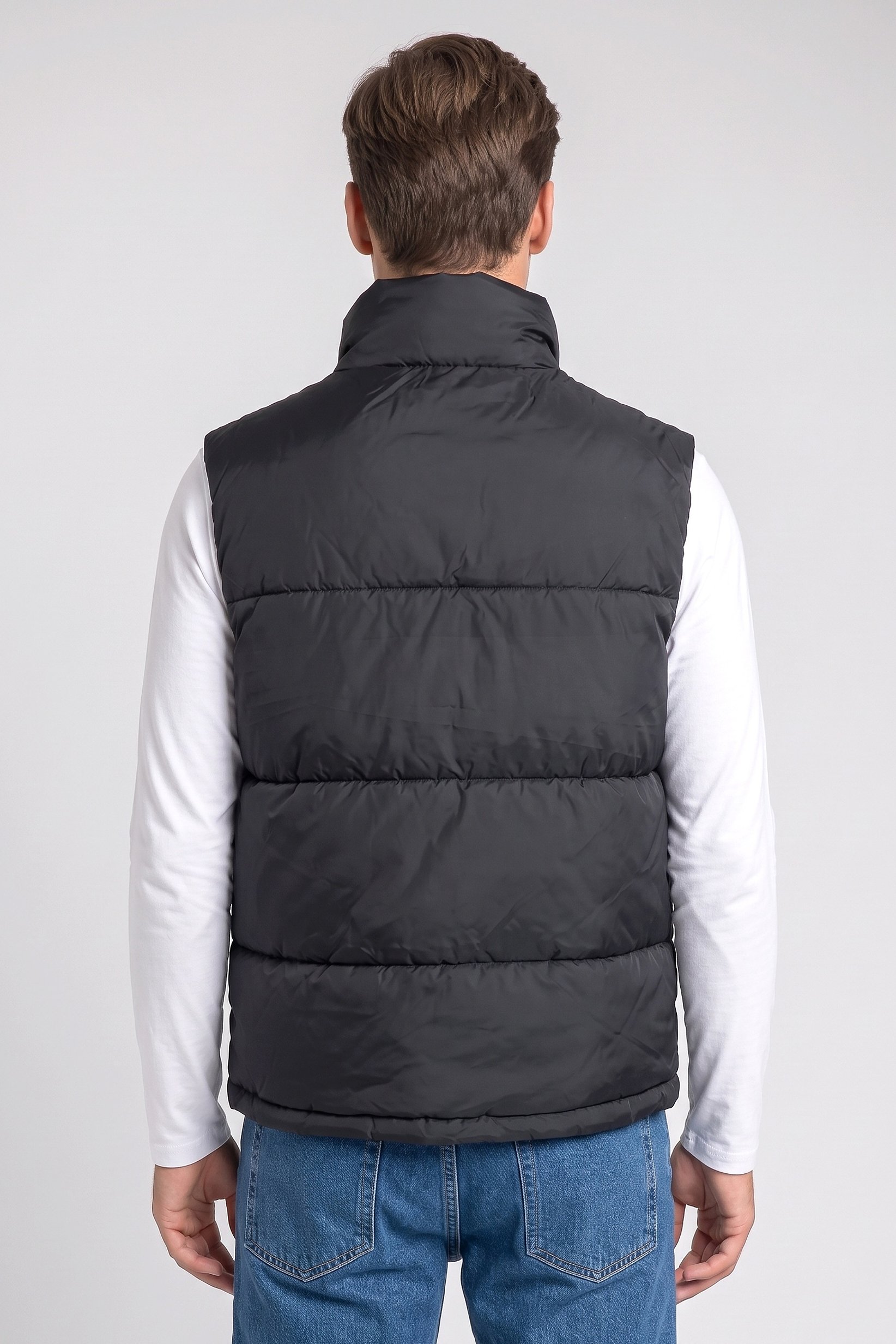 Men Quilted Vest Jacket, Black