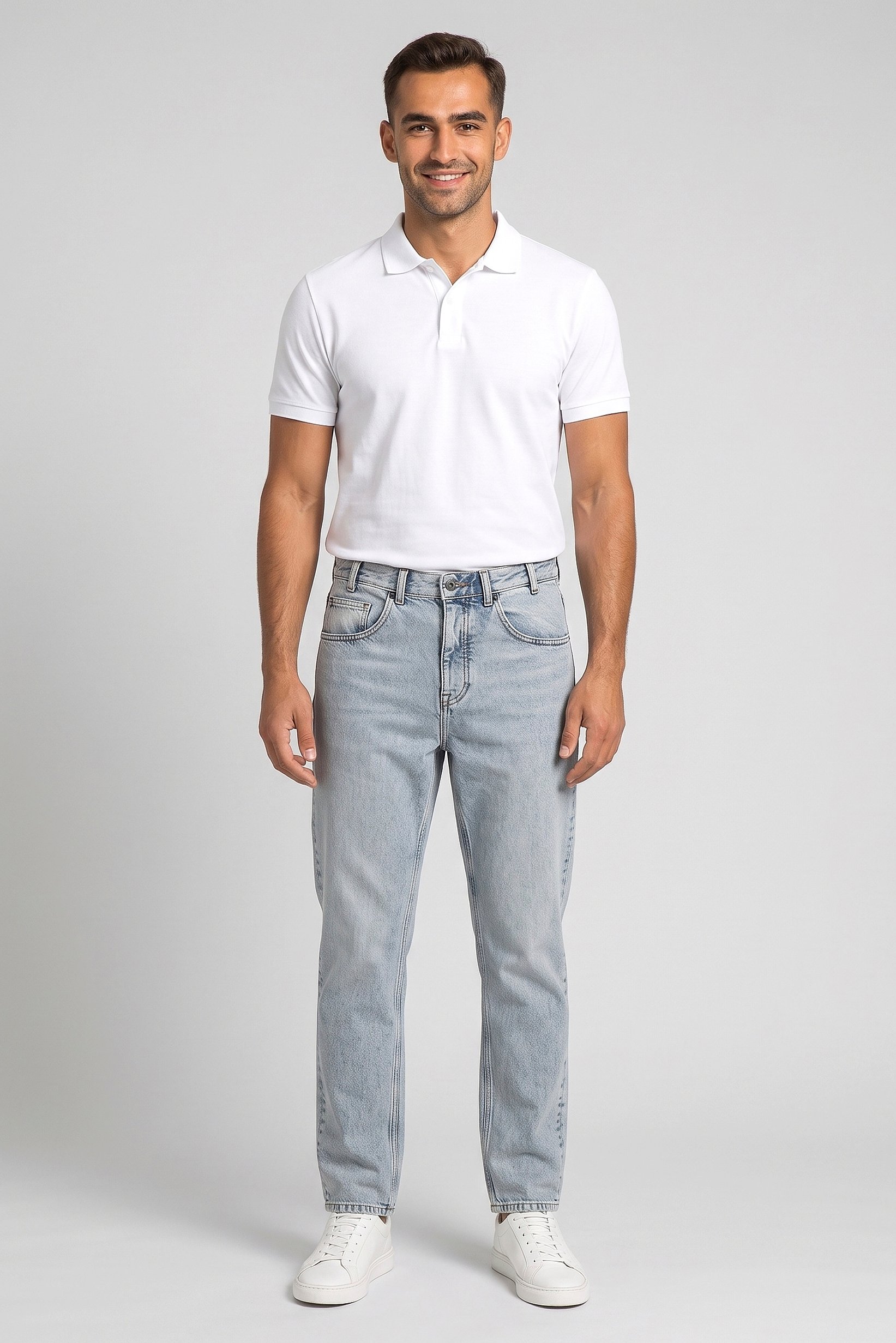 Men Regular Fit Washed Non Stretchable Jeans, Light Blue