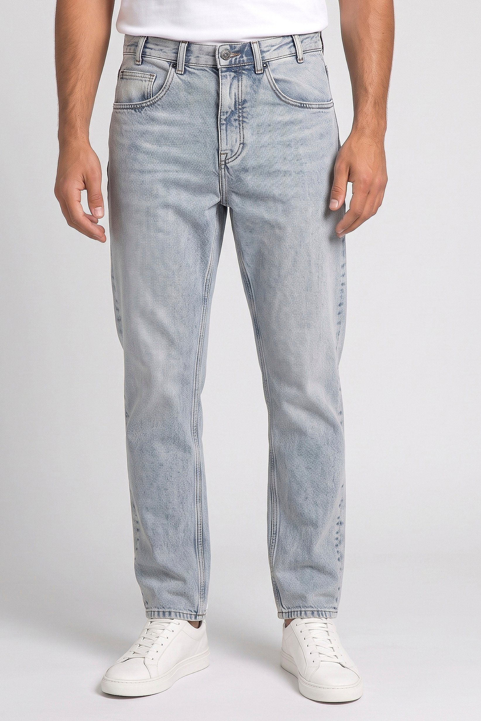 Men Regular Fit Washed Non Stretchable Jeans, Light Blue