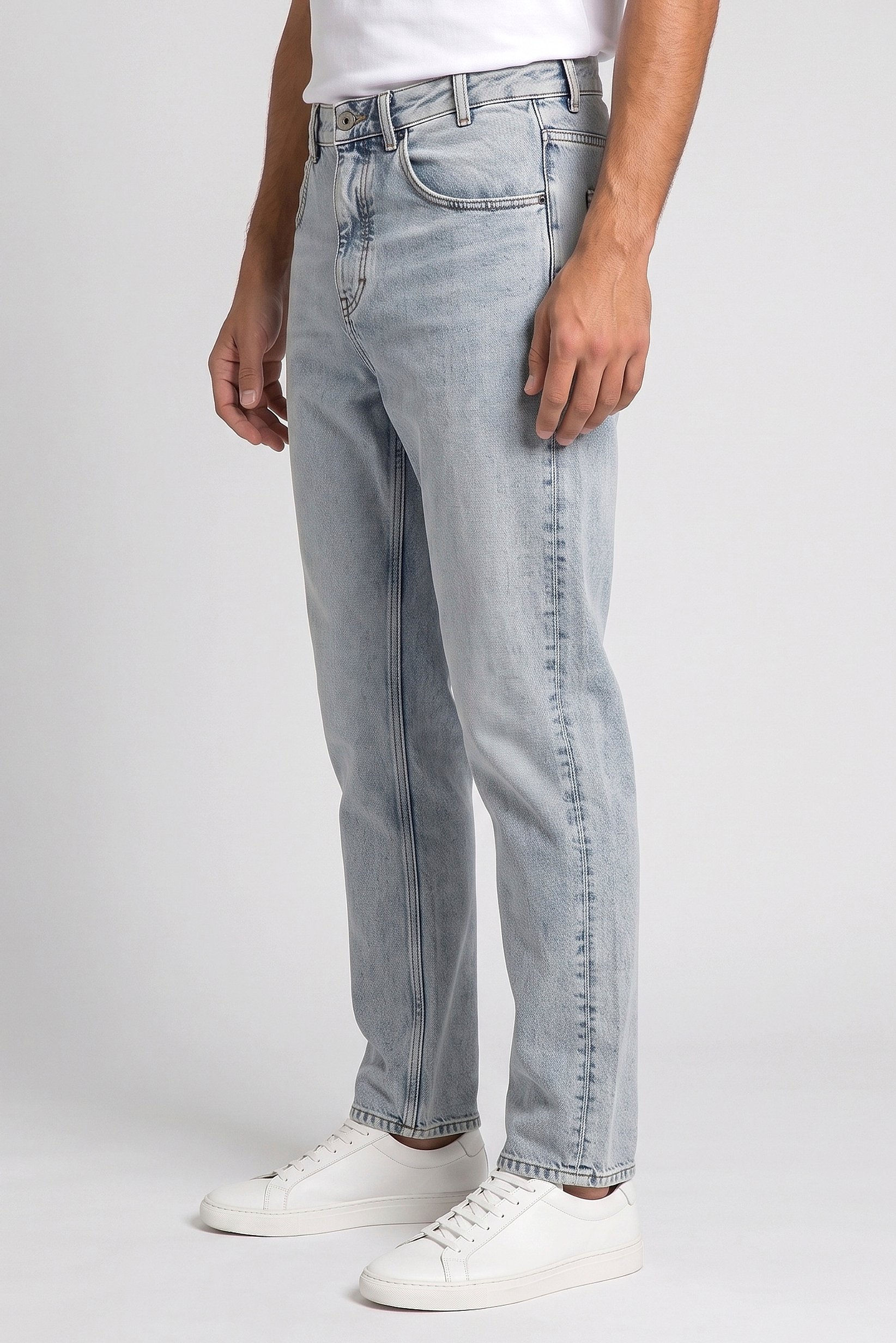 Men Regular Fit Washed Non Stretchable Jeans, Light Blue