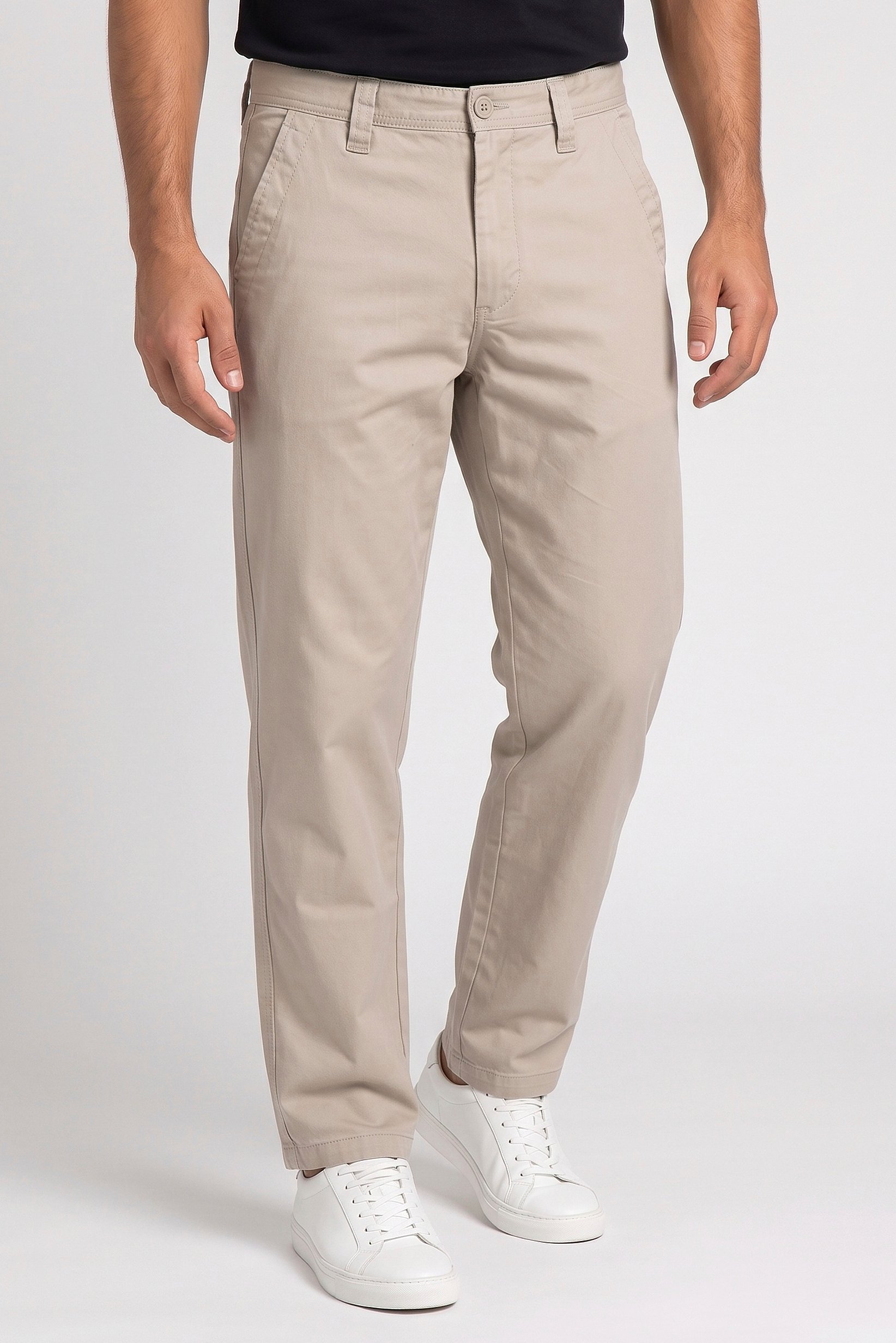 Men Baggy Fit Solid Non-Stretchable Jeans, Beige