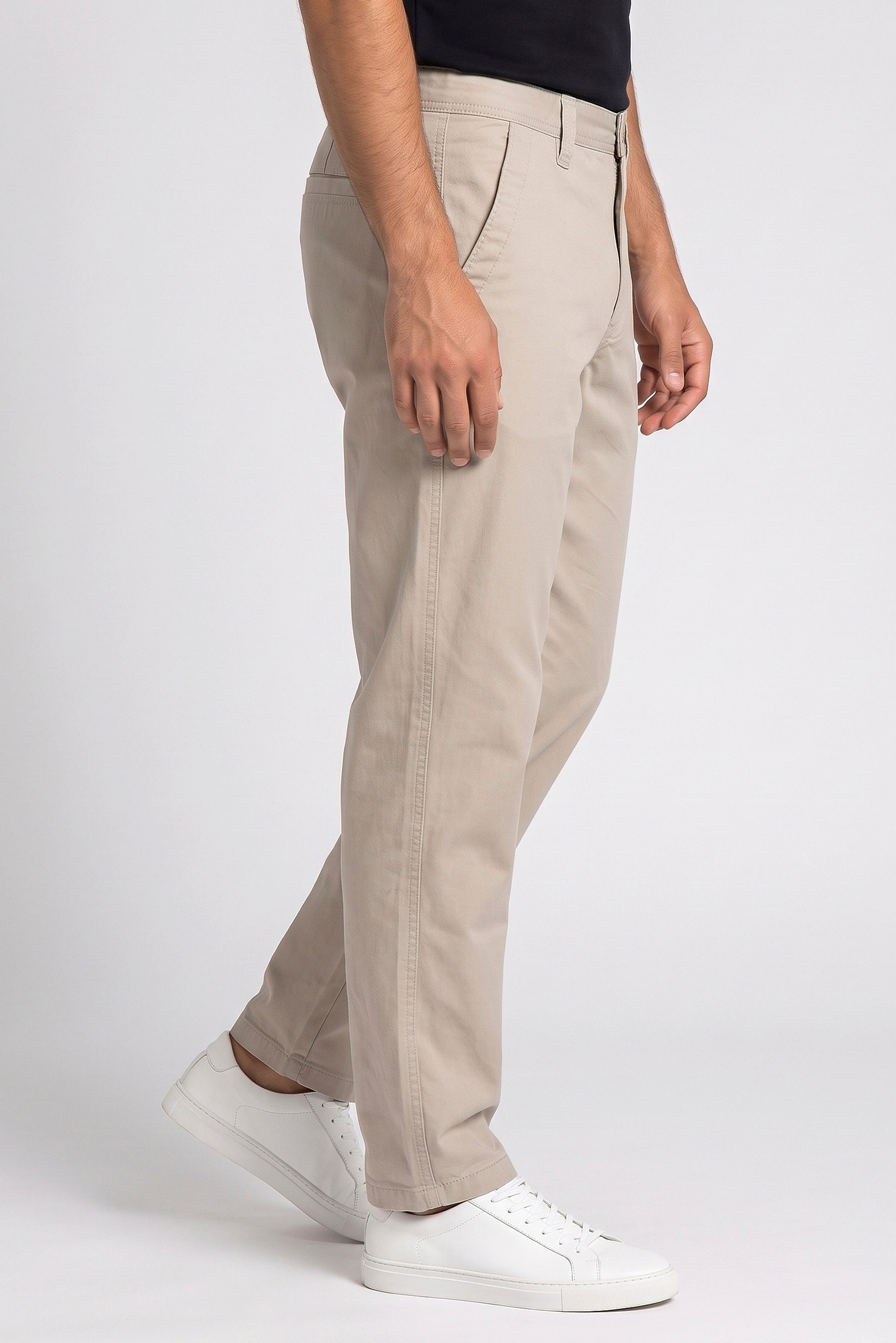 Men Baggy Fit Solid Non-Stretchable Jeans, Beige
