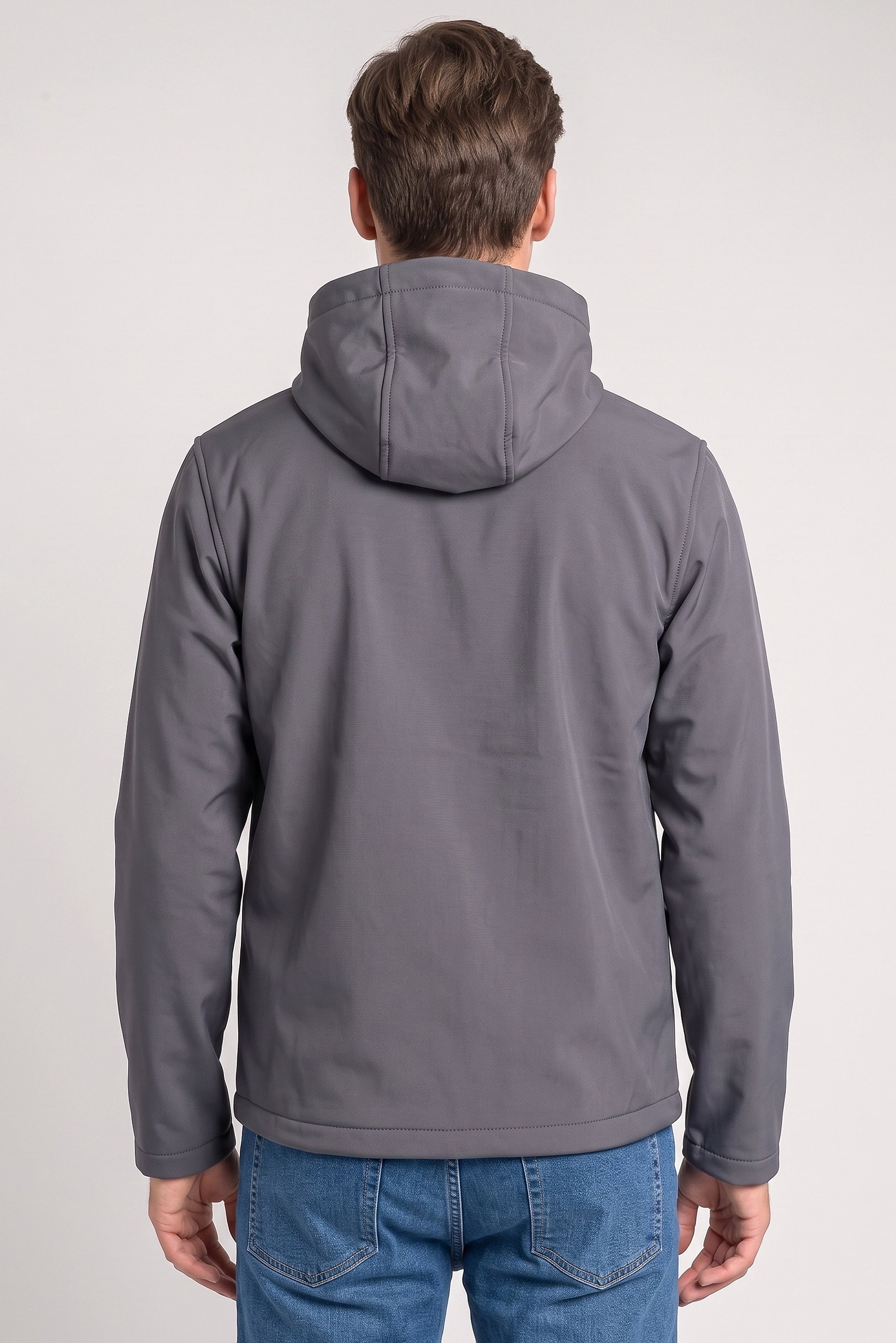 Men Long Sleeve Full Zip Hoodie, Dark Grey