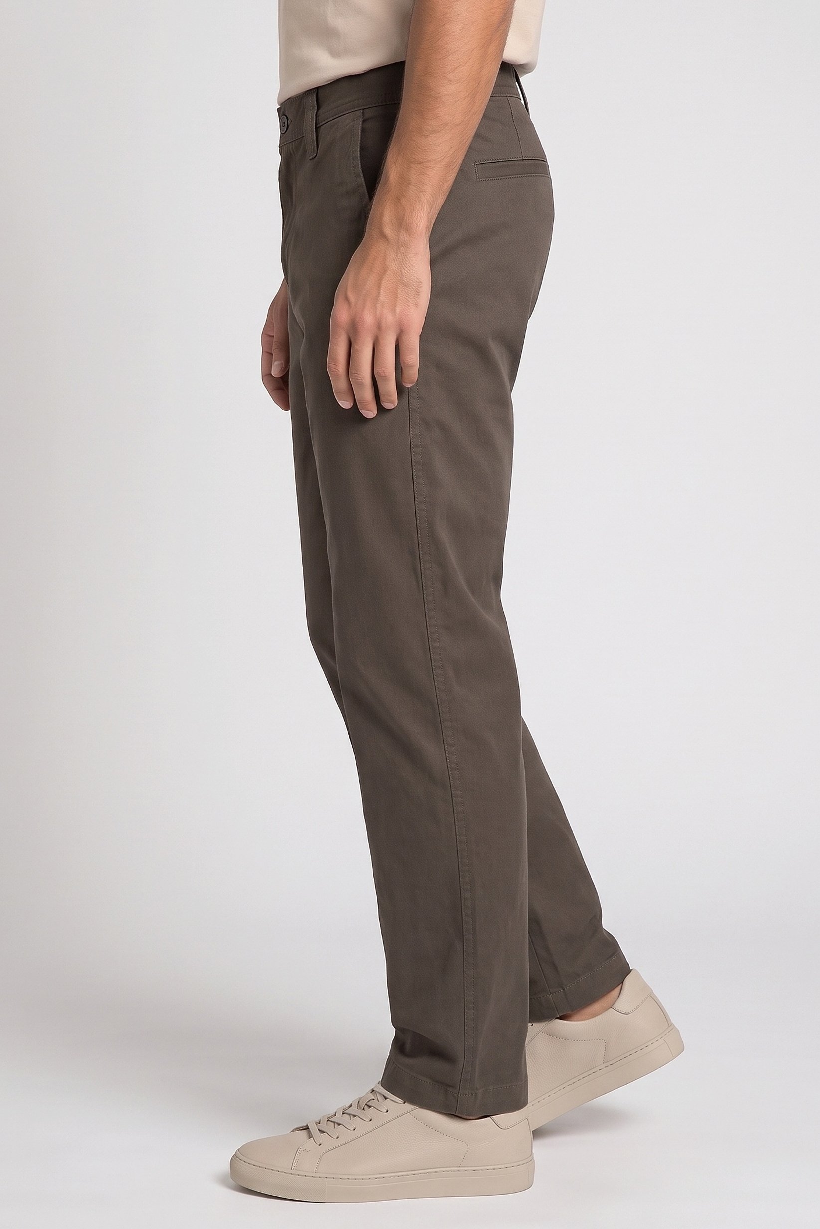 Men Baggy Fit Solid Chino Pants, Taupe
