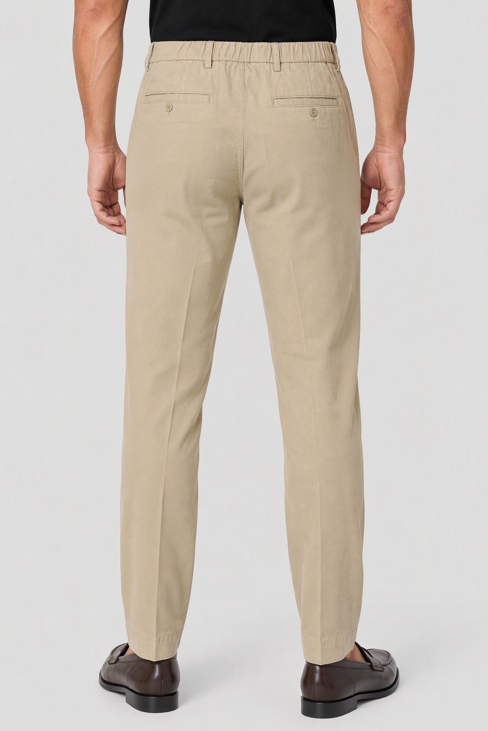 Men Slim Fit Solid Chino Pants, Dark Beige