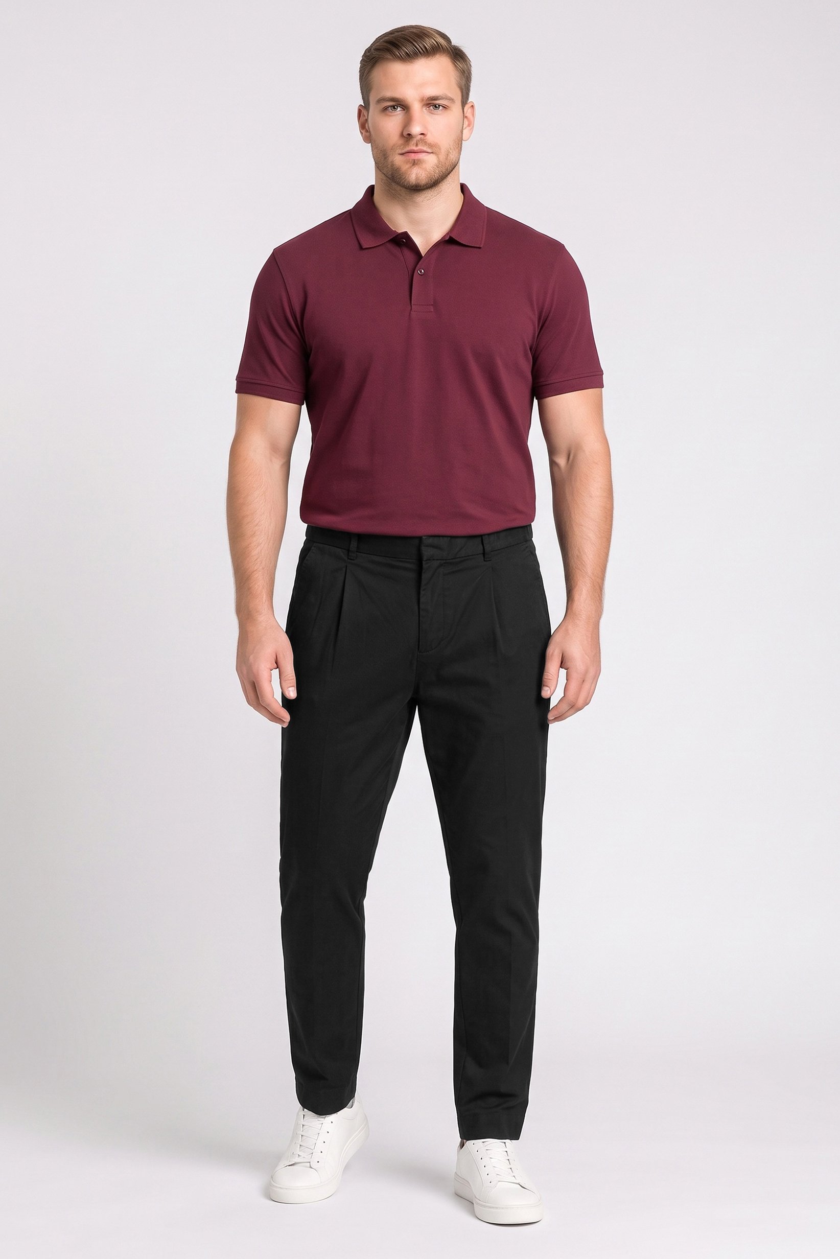 Men Slim Fit Solid Chino Pants, Black