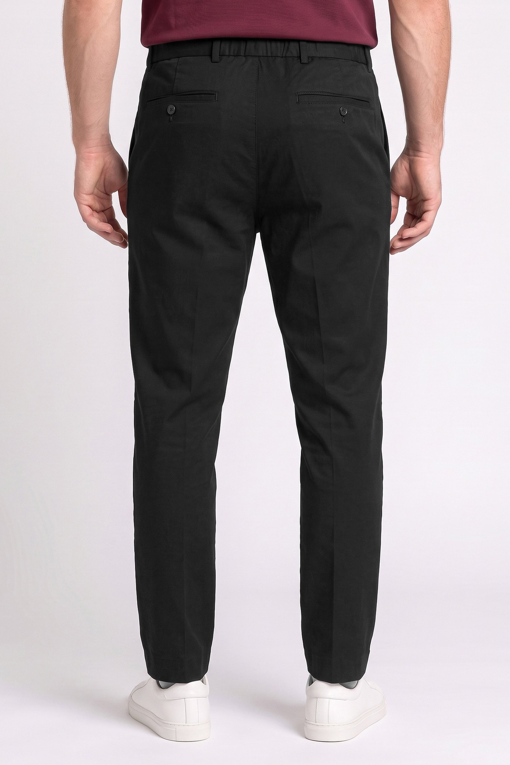 Men Slim Fit Solid Chino Pants, Black