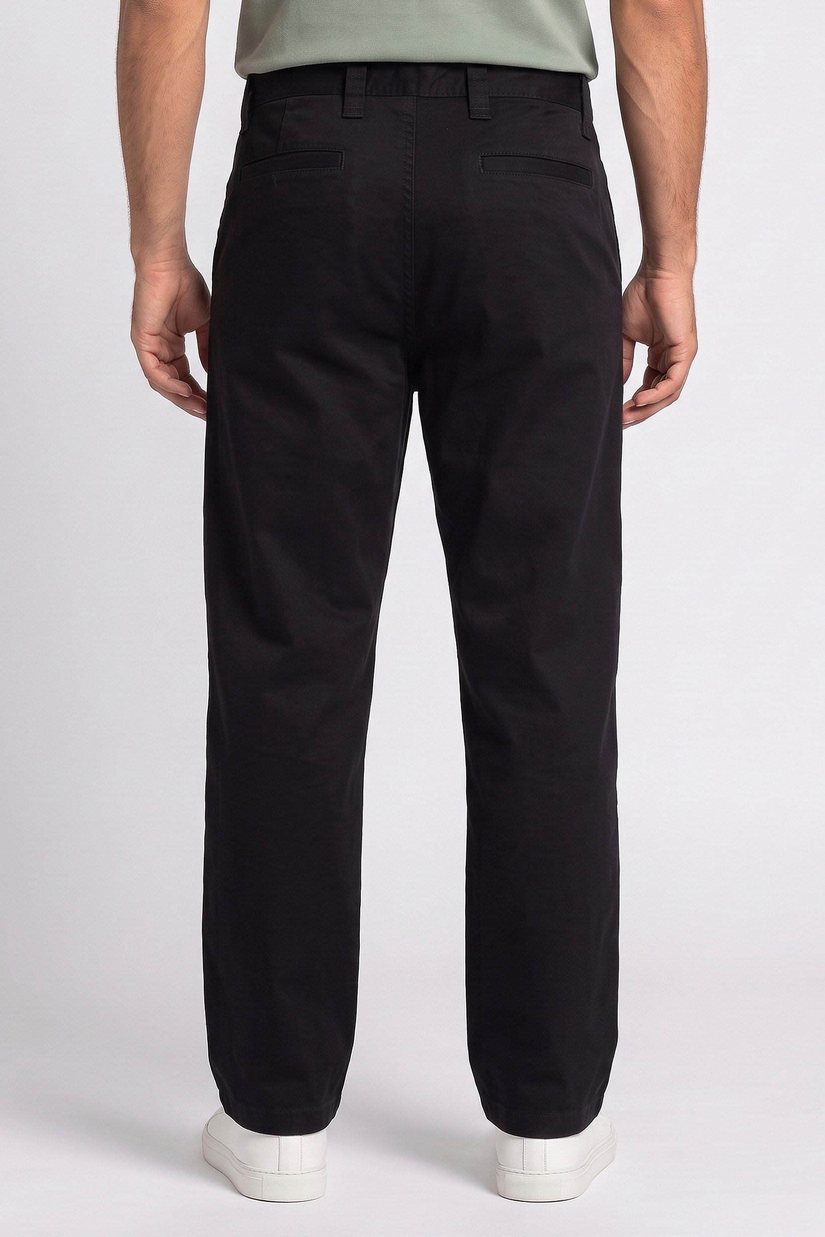 Men Baggy Fit Solid Chino Pants, Black