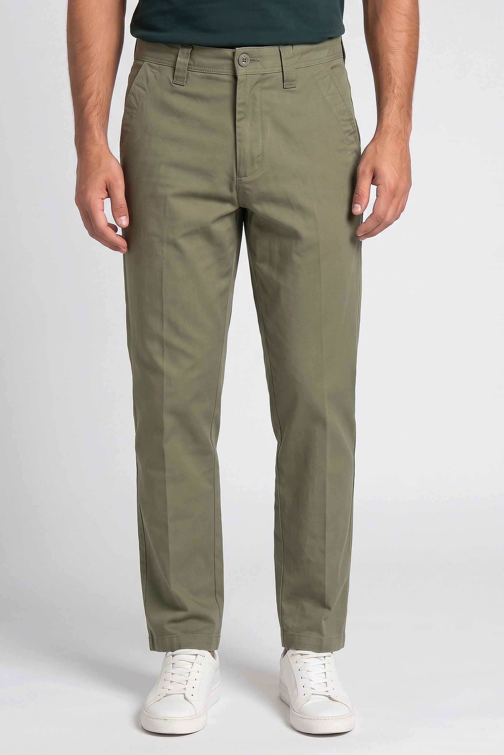 Men Baggy Fit Solid Non-Stretchable Jeans, Olive