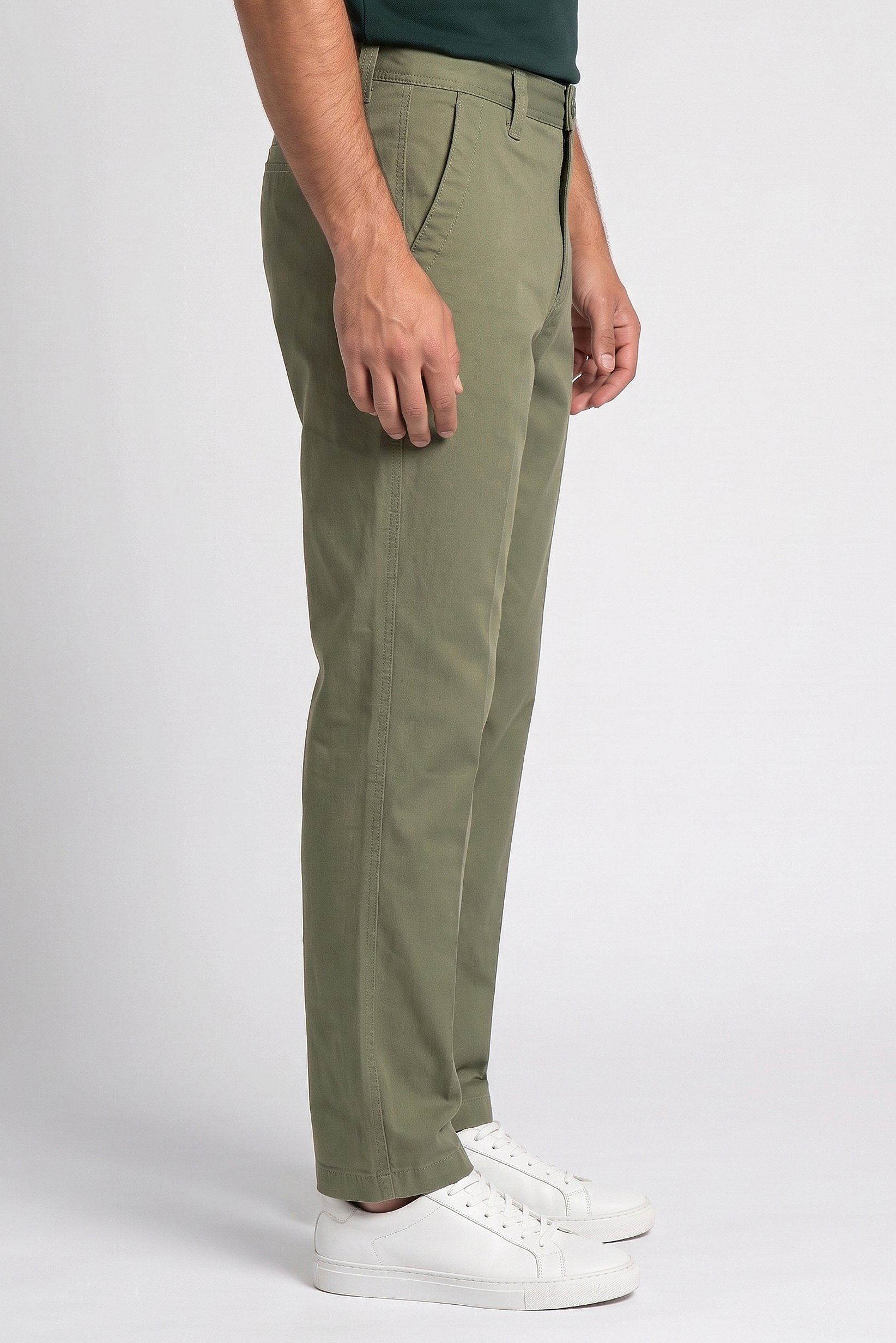 Men Baggy Fit Solid Non-Stretchable Jeans, Olive