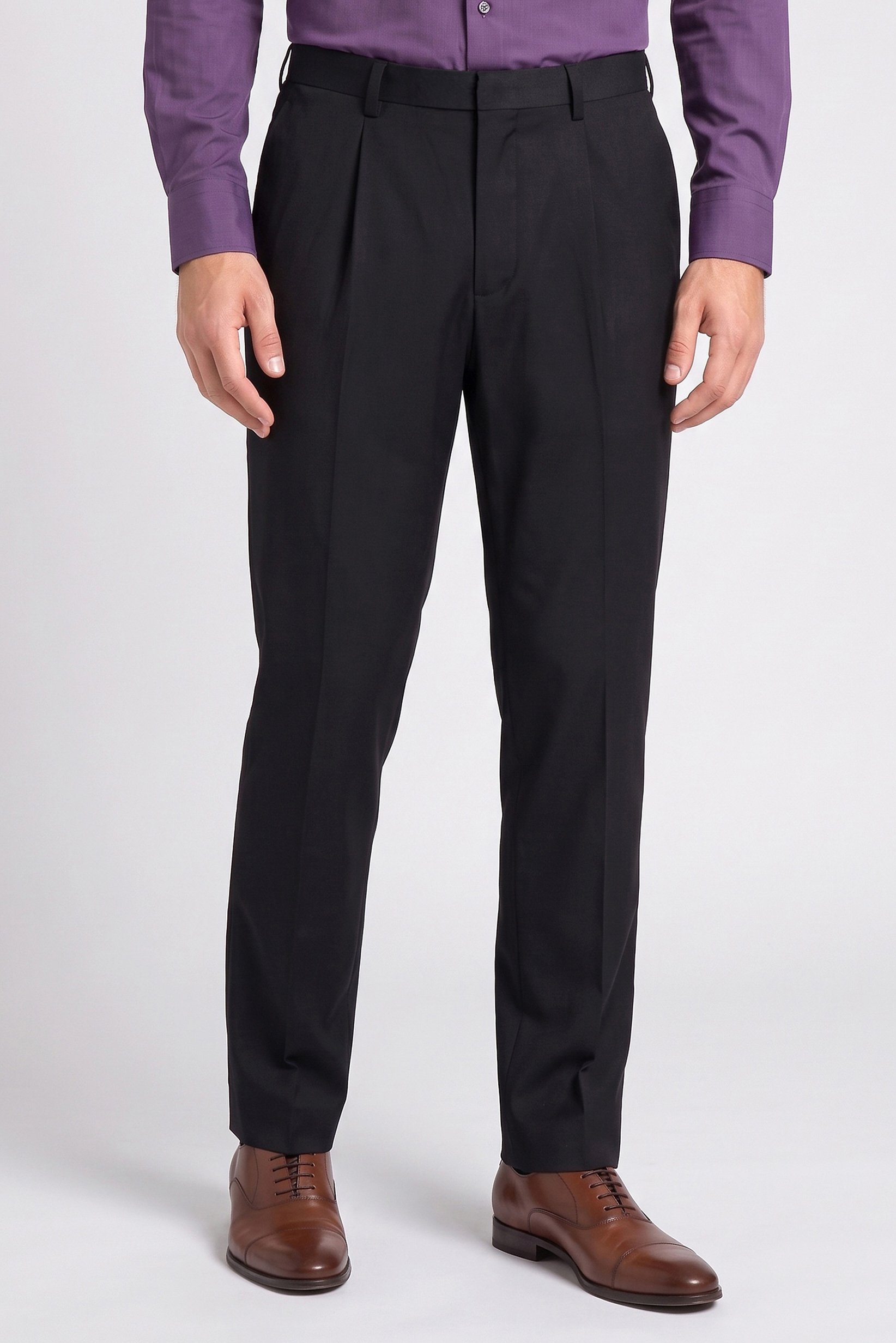 Men Straight Fit  Solid Chino Pants, Black