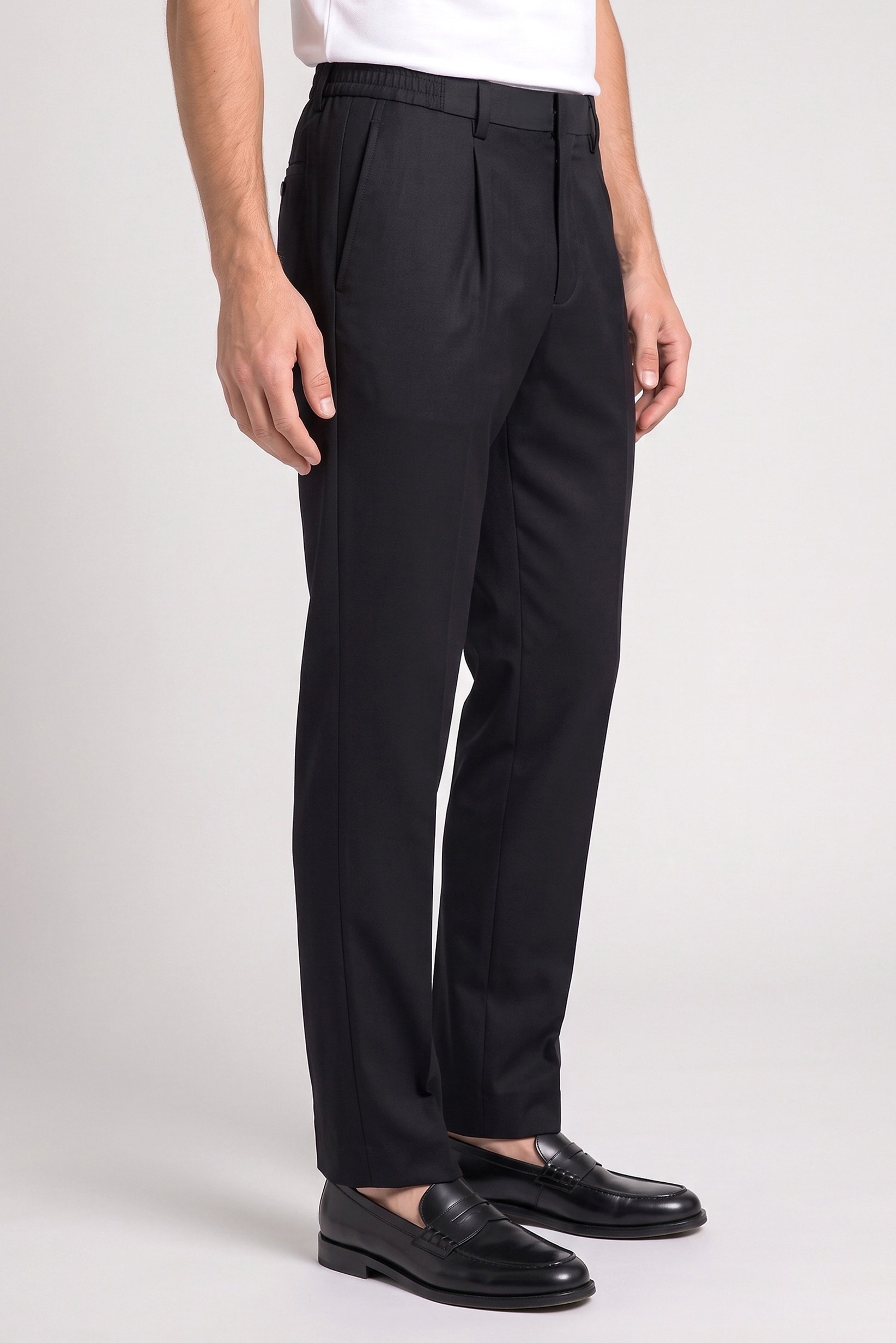 Men Regular Fit Solid Straight Leg Pants, Deep Navy