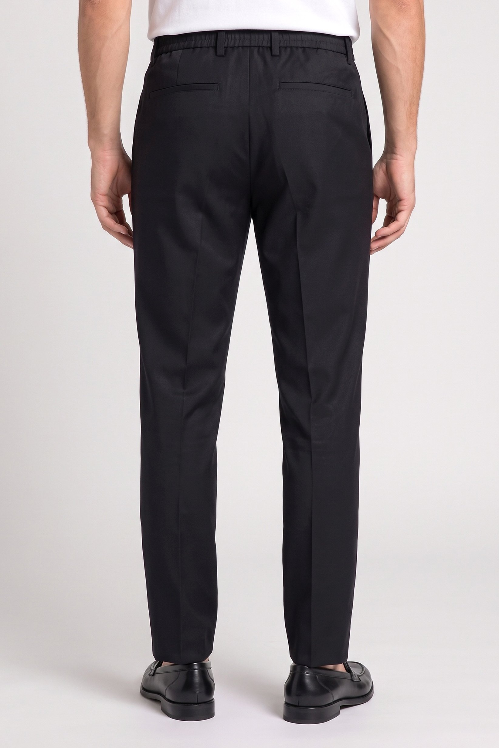 Men Regular Fit Solid Straight Leg Pants, Deep Navy