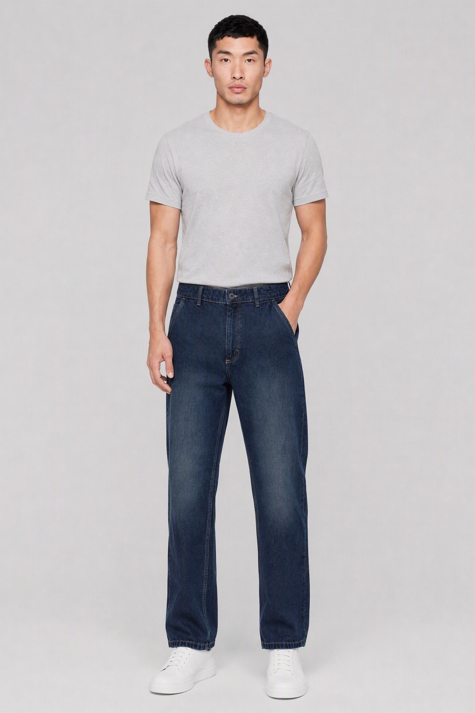 Men Relaxed Fit Washed Non Stretchable Jeans, Blue